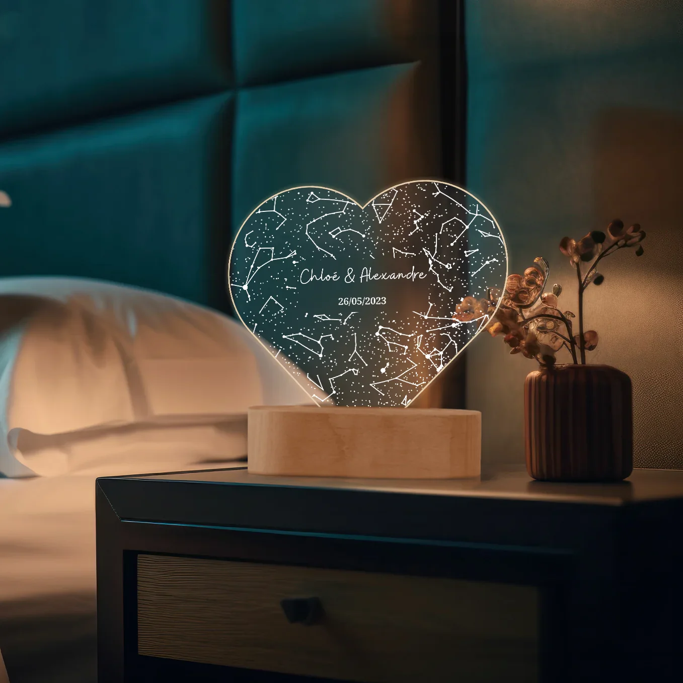 Lampe acrylique « Ciel étoilé » en forme de cœur personnalisée - Image 15