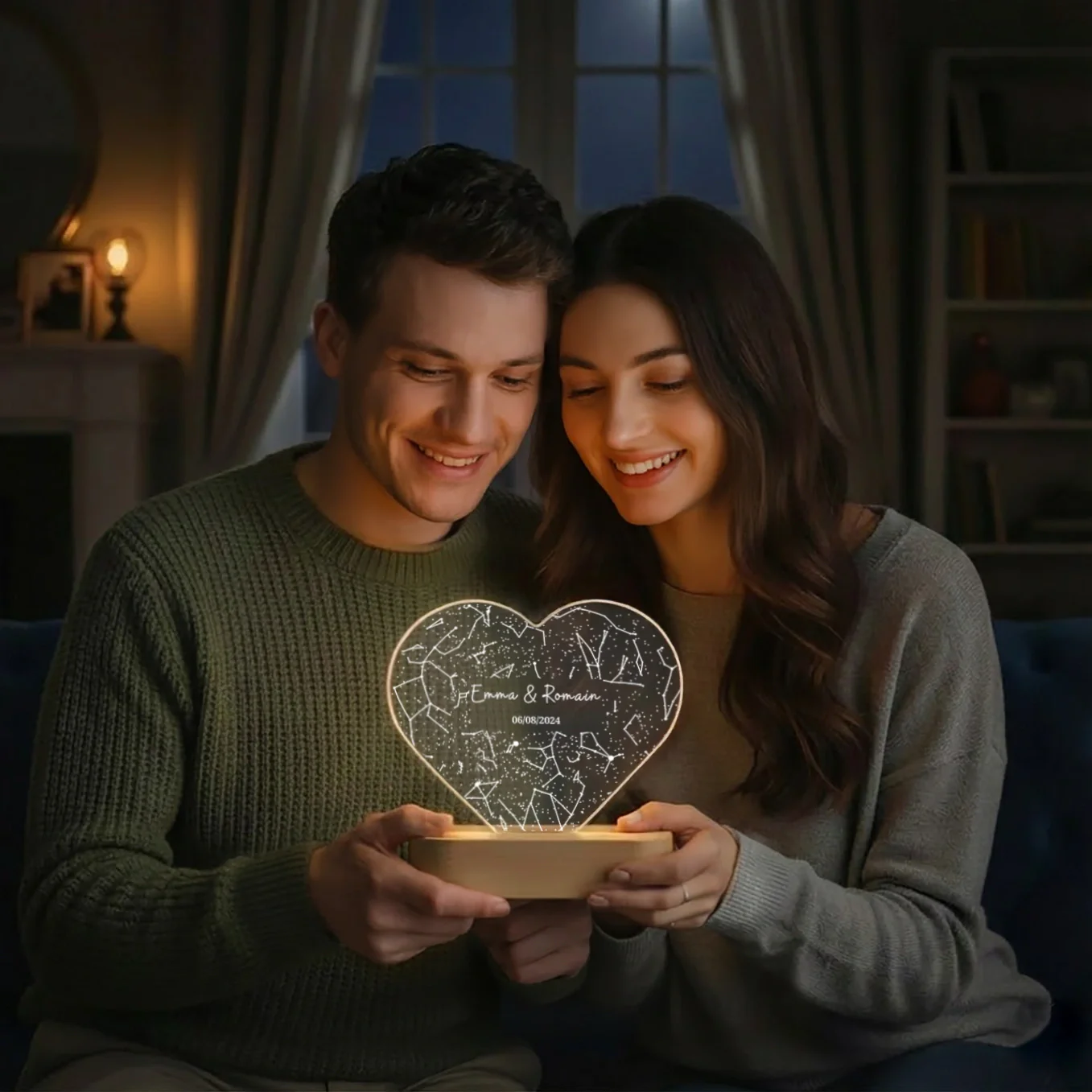 Lampe acrylique « Ciel étoilé » en forme de cœur personnalisée - Image 16