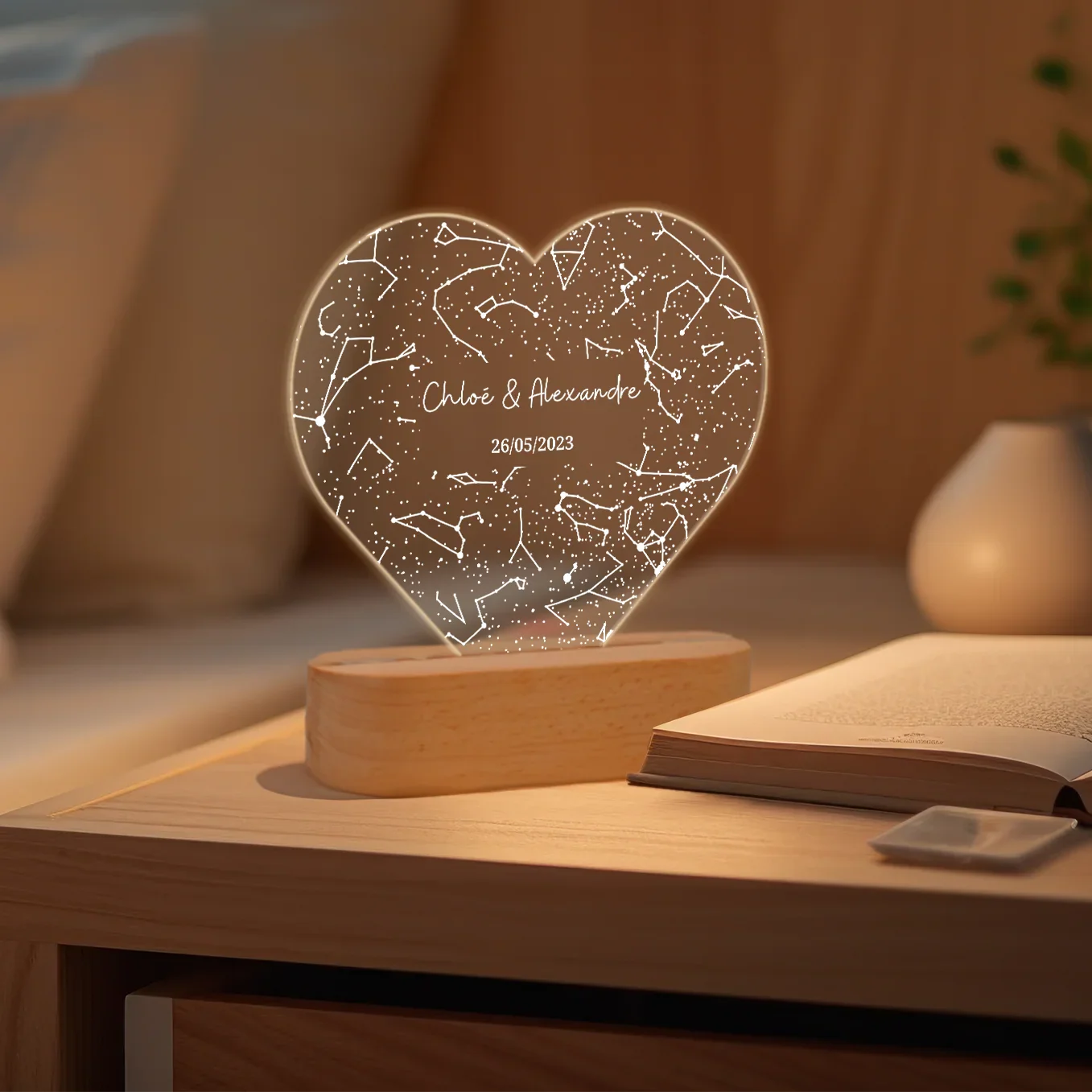Lampe acrylique « Ciel étoilé » en forme de cœur personnalisée - Image 17