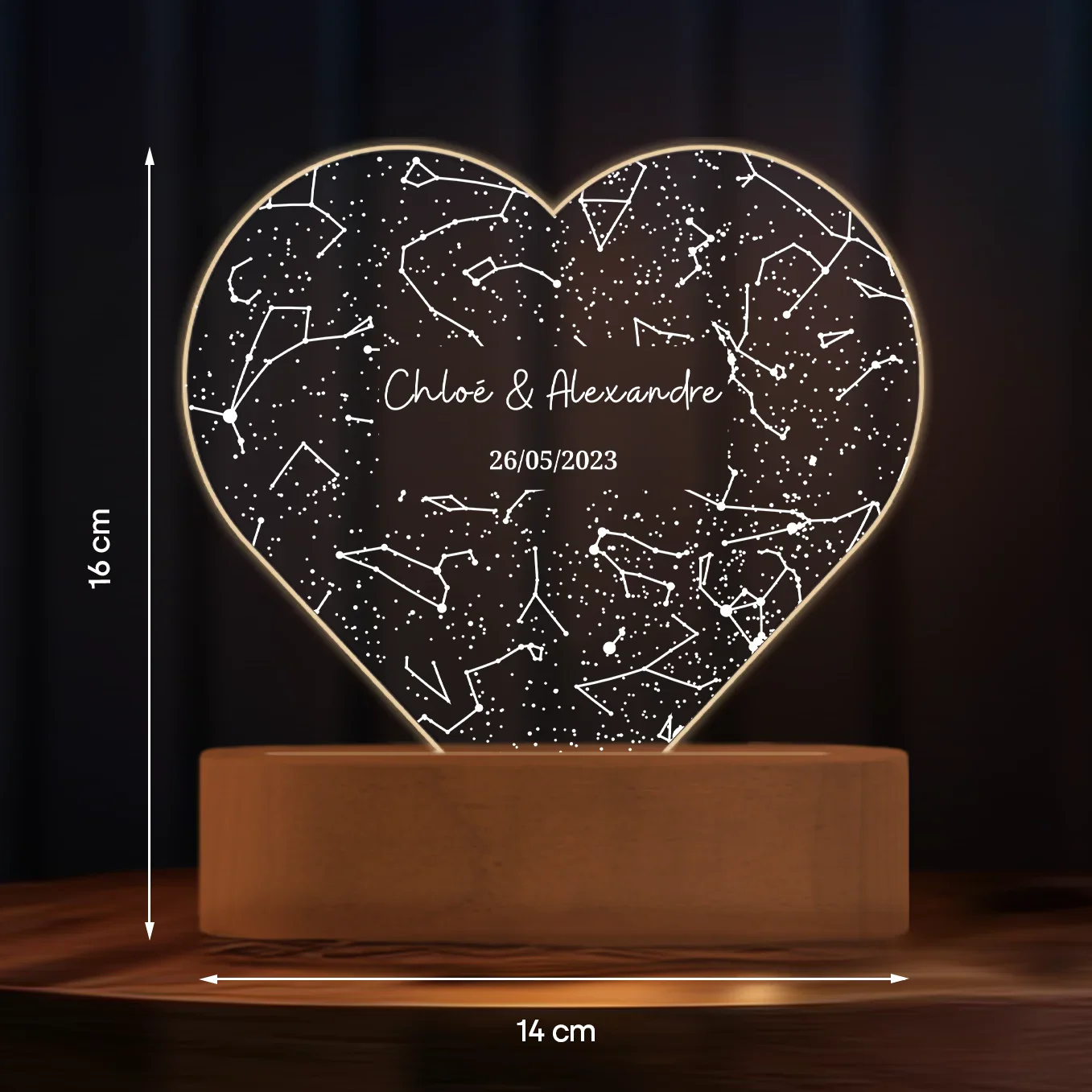 Lampe acrylique « Ciel étoilé » en forme de cœur personnalisée - Image 20