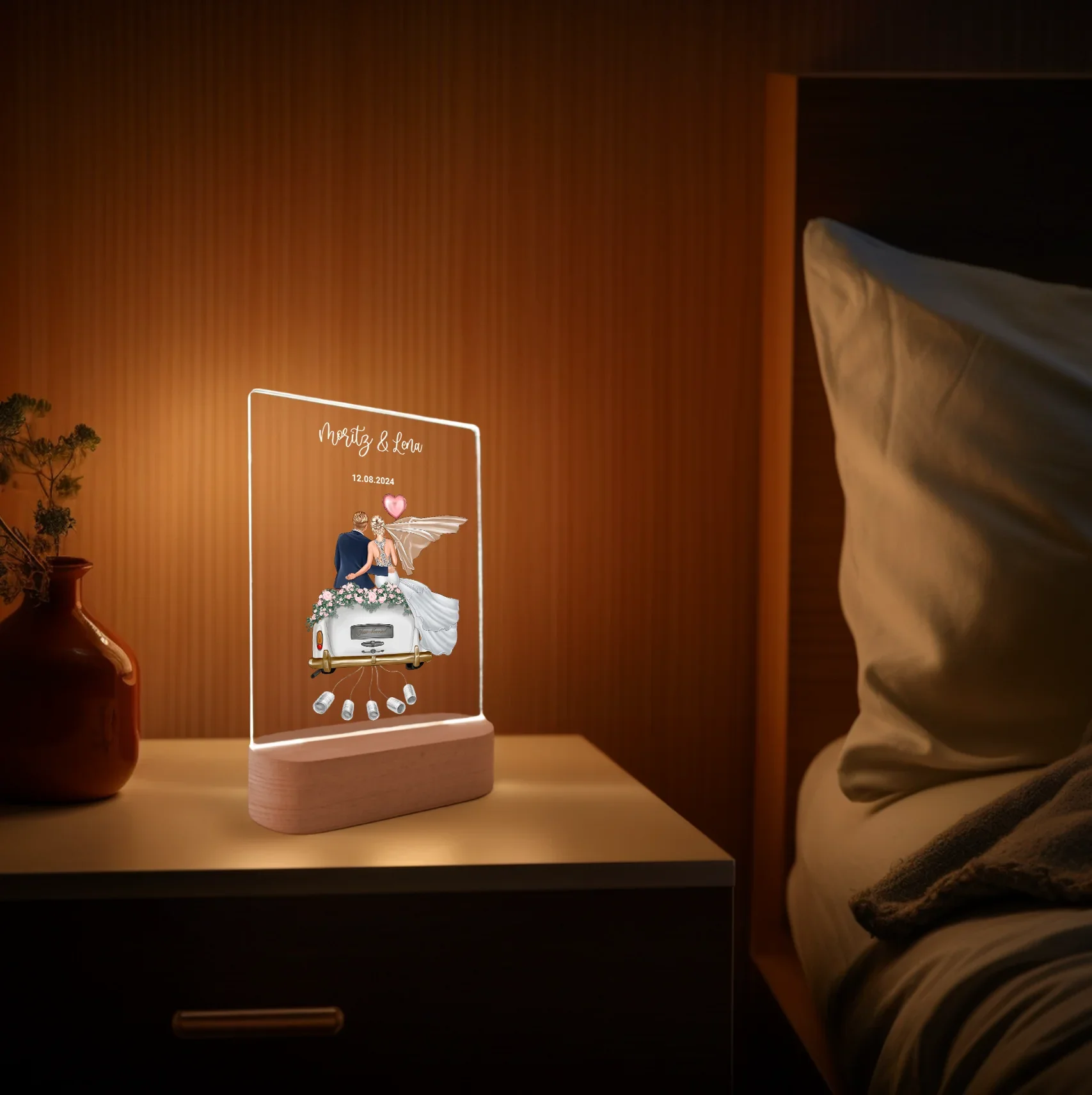 Lampe en acrylique personnalisée « Jeunes mariés » | Veilleuse, lumière décorative, lampe de chevet - Image 10