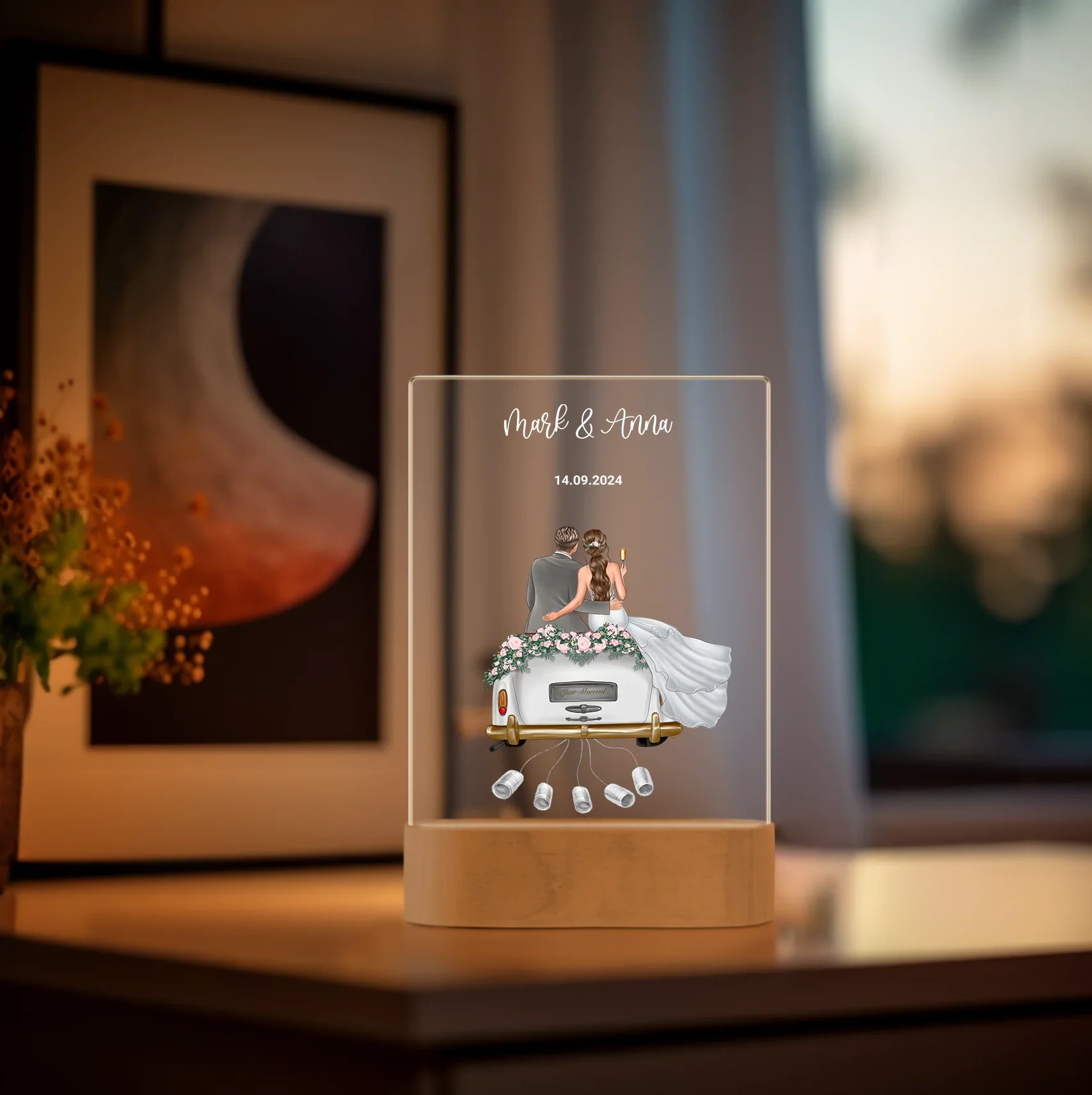 Lampe en acrylique personnalisée « Jeunes mariés » | Veilleuse, lumière décorative, lampe de chevet - Image 11