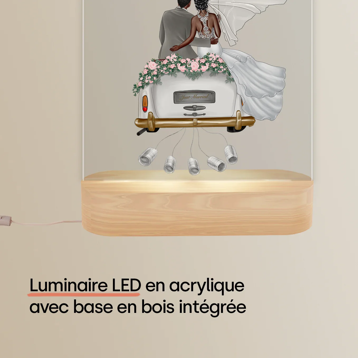 Lampe en acrylique personnalisée « Jeunes mariés » | Veilleuse, lumière décorative, lampe de chevet - Image 15