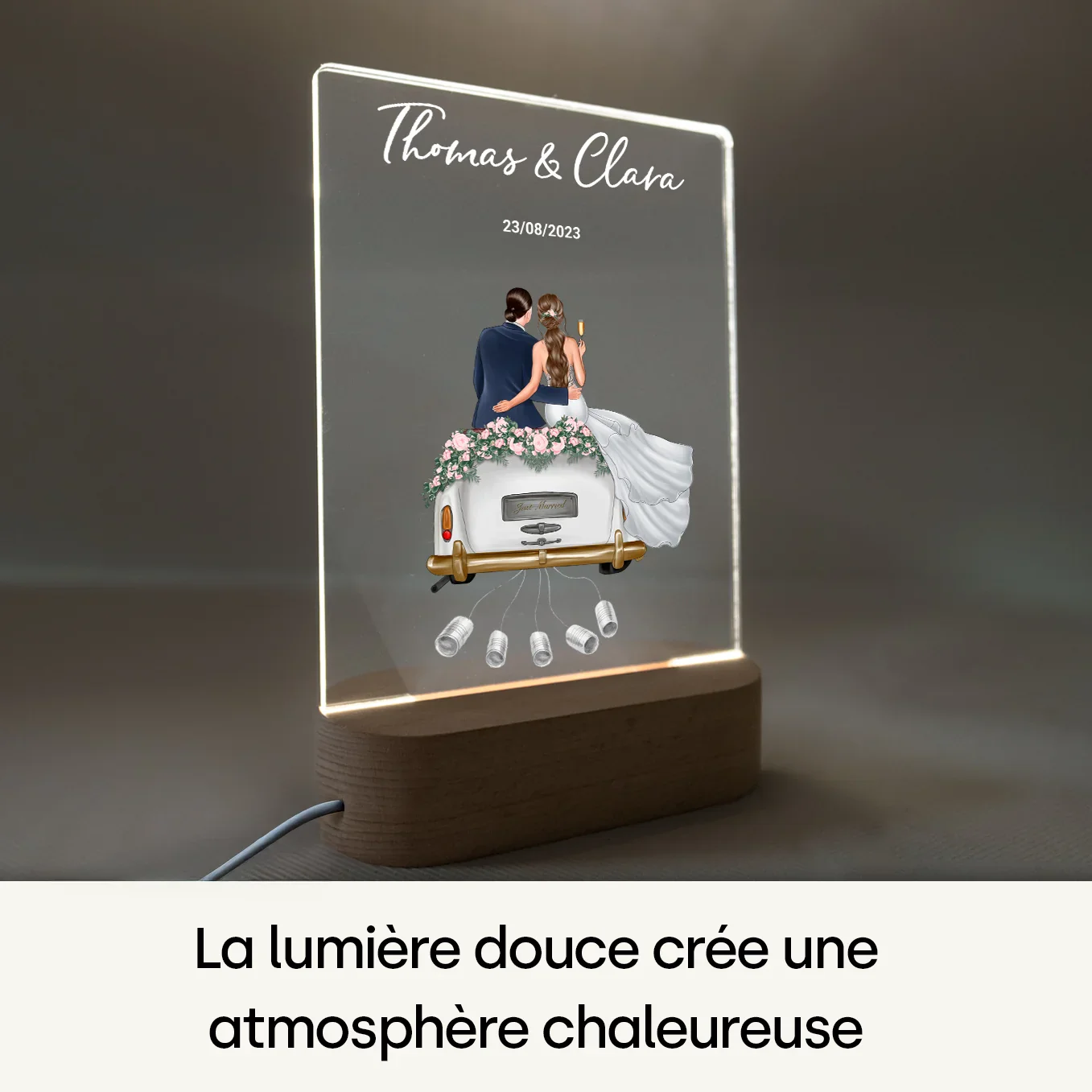 Lampe en acrylique personnalisée « Jeunes mariés » | Veilleuse, lumière décorative, lampe de chevet - Image 17