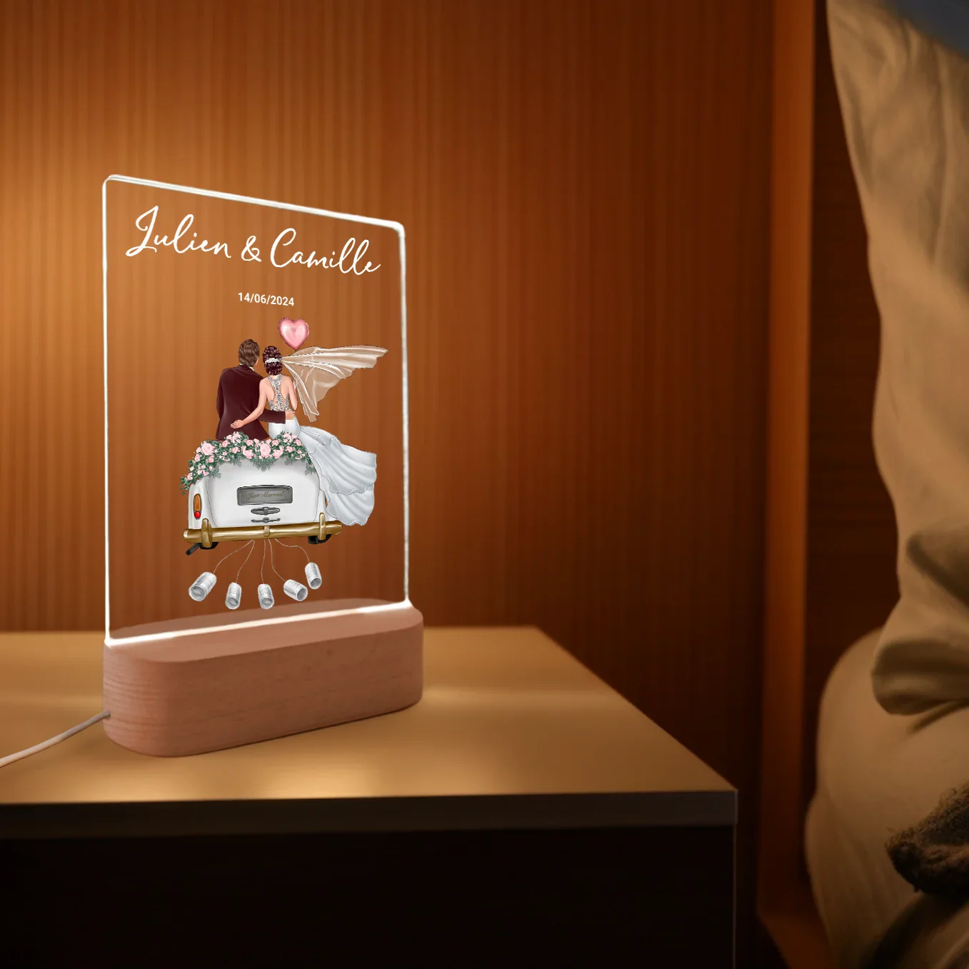 Lampe en acrylique personnalisée « Jeunes mariés » | Veilleuse, lumière décorative, lampe de chevet - Image 20