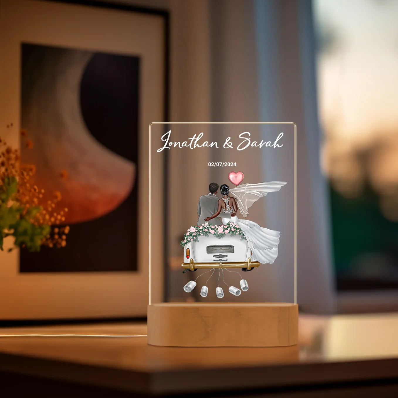 Lampe en acrylique personnalisée « Jeunes mariés » | Veilleuse, lumière décorative, lampe de chevet - Image 21