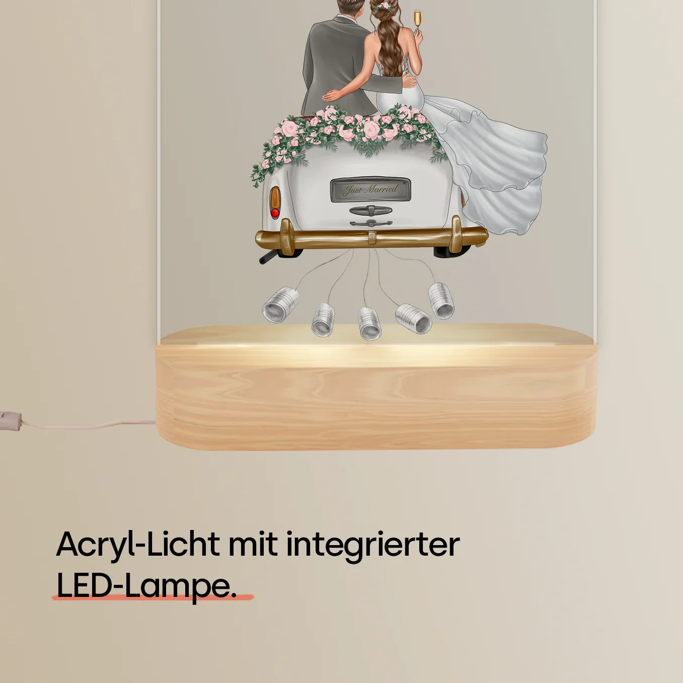 Lampe en acrylique personnalisée « Jeunes mariés » | Veilleuse, lumière décorative, lampe de chevet - Image 5