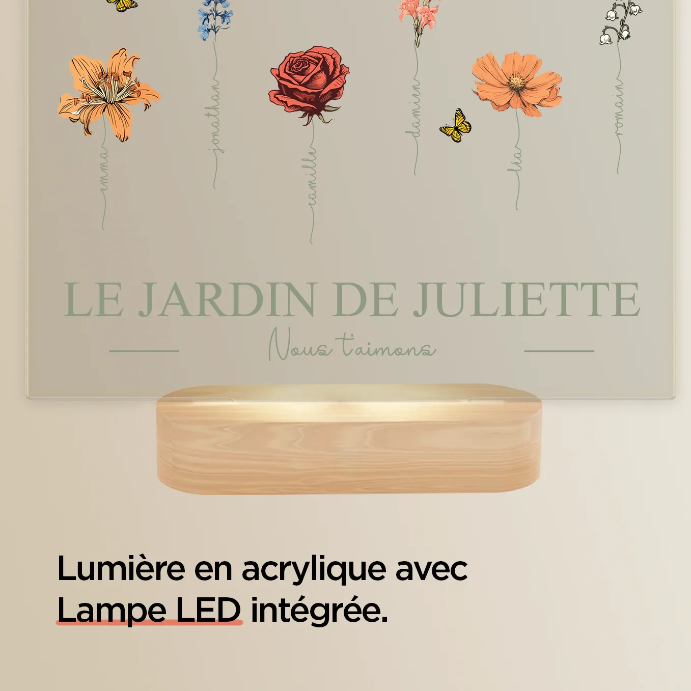 Lampe Acrylique Personnalisée « Le Jardin de Mamie » - Image 11