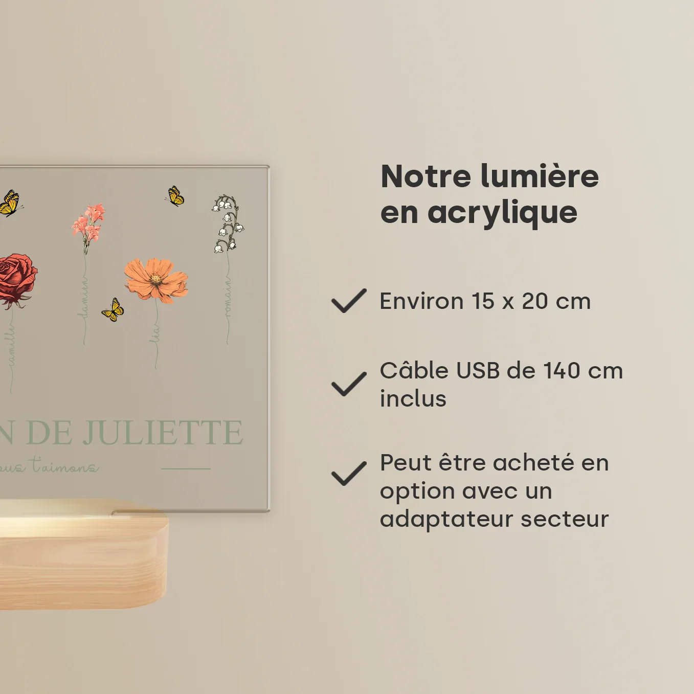 Lampe Acrylique Personnalisée « Le Jardin de Mamie » - Image 18