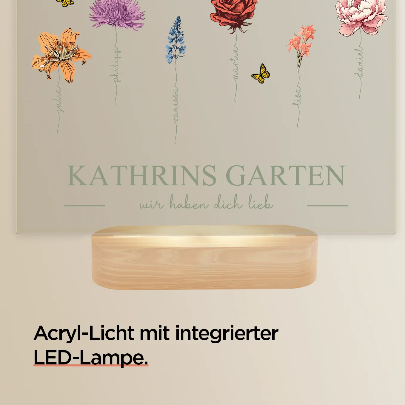 Lampe Acrylique Personnalisée « Le Jardin de Mamie » - Image 2