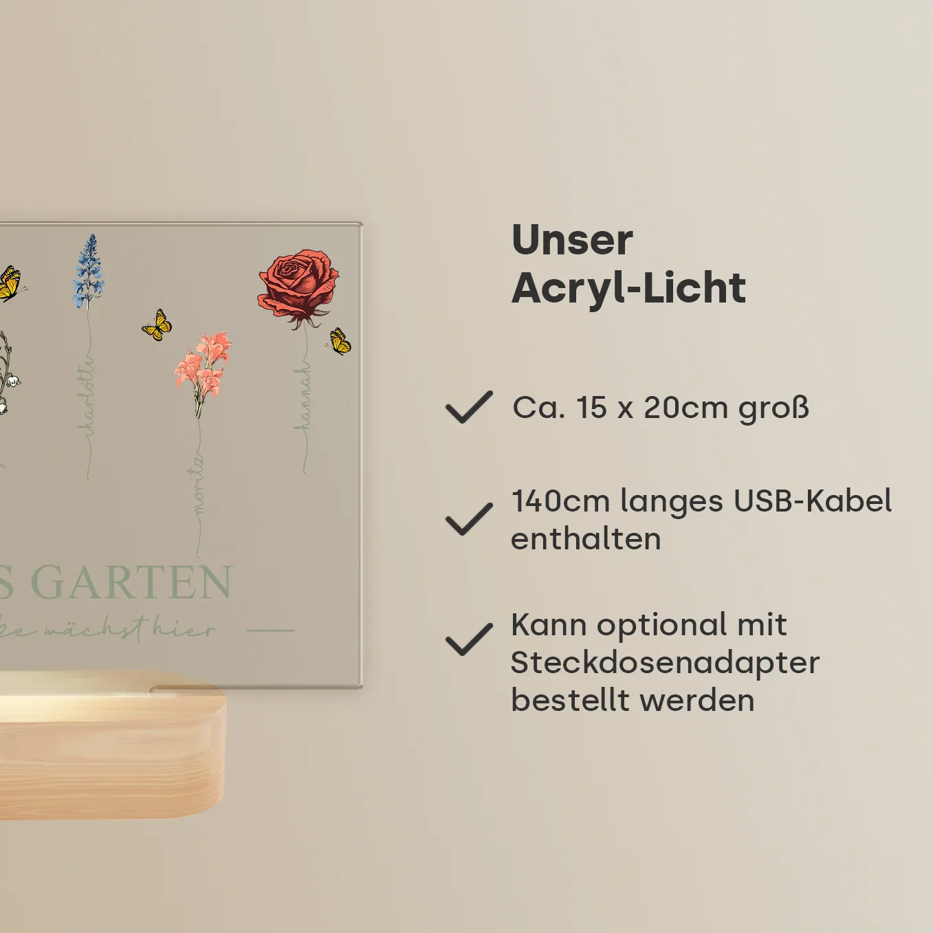 Lampe Acrylique Personnalisée « Le Jardin de Mamie » - Image 9