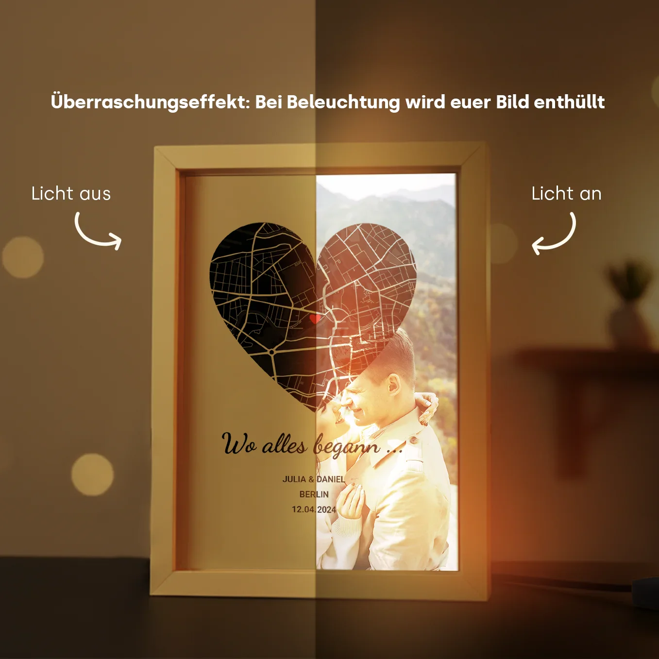 LED Bilderrahmen mit personalisiertem Bild "Wo alles begann" - Image 4