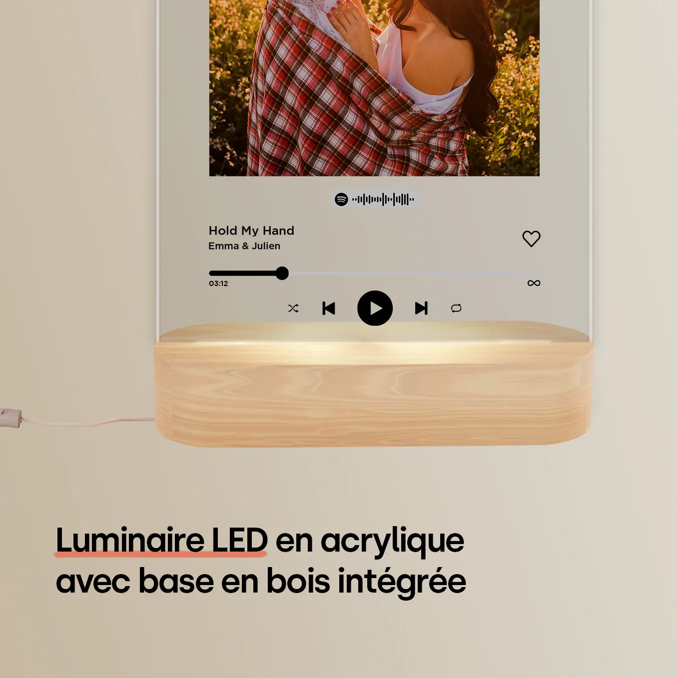 Lumière acrylique personnalisée « Chanson préférée » – Veilleuse - Image 8
