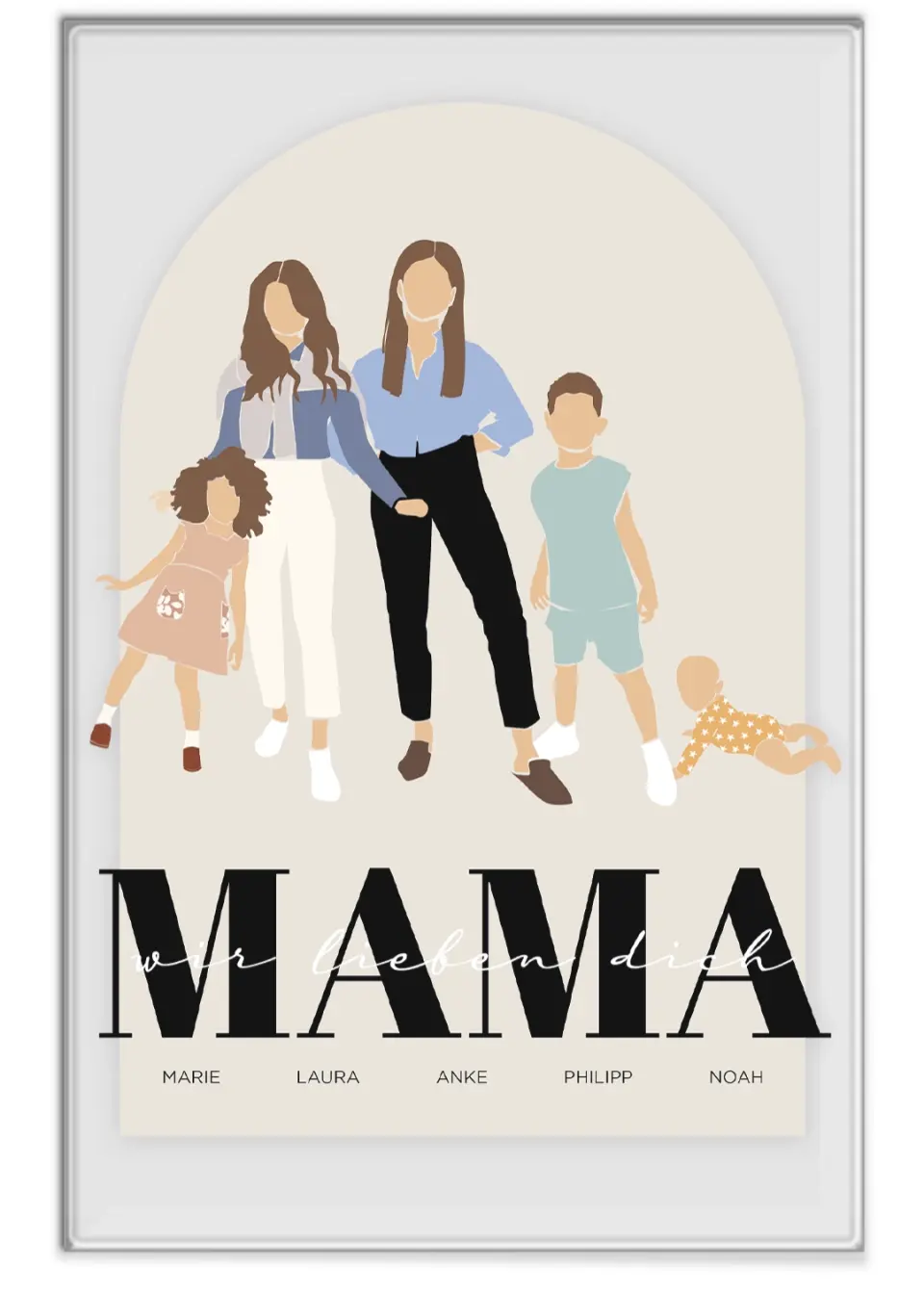 Maman et enfants - impression individuelle sur verre acrylique - Image 2