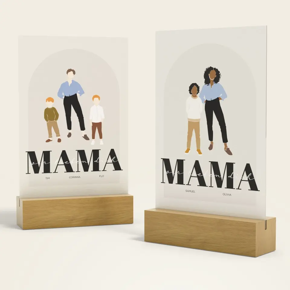Maman et enfants - impression individuelle sur verre acrylique - Image 3