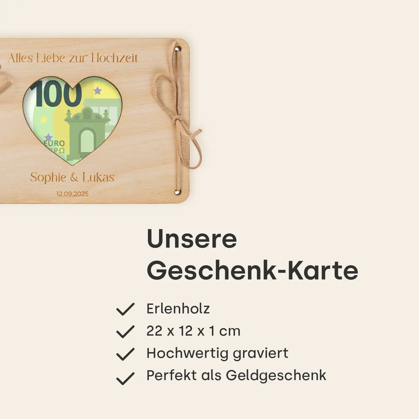 Personalisierte Holzkarte "Herz" als Geldgeschenk - Image 7