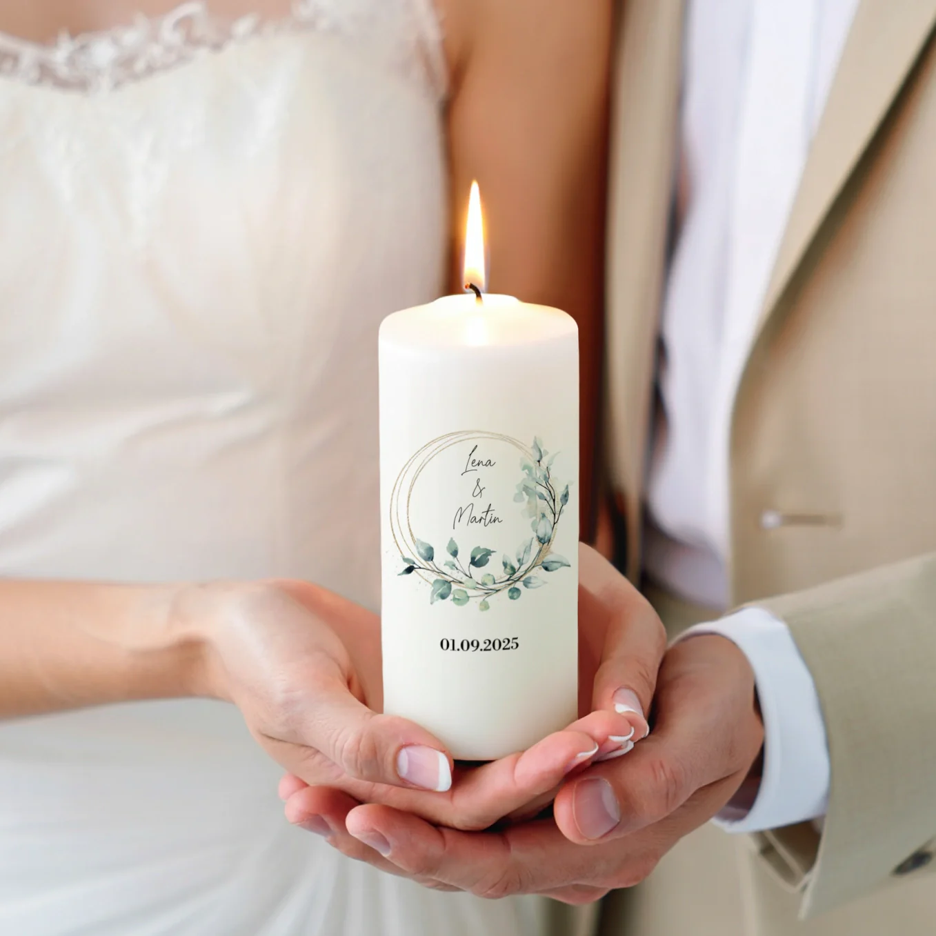 Bougie de mariage personnalisée « Eucalyptus » - Image 10