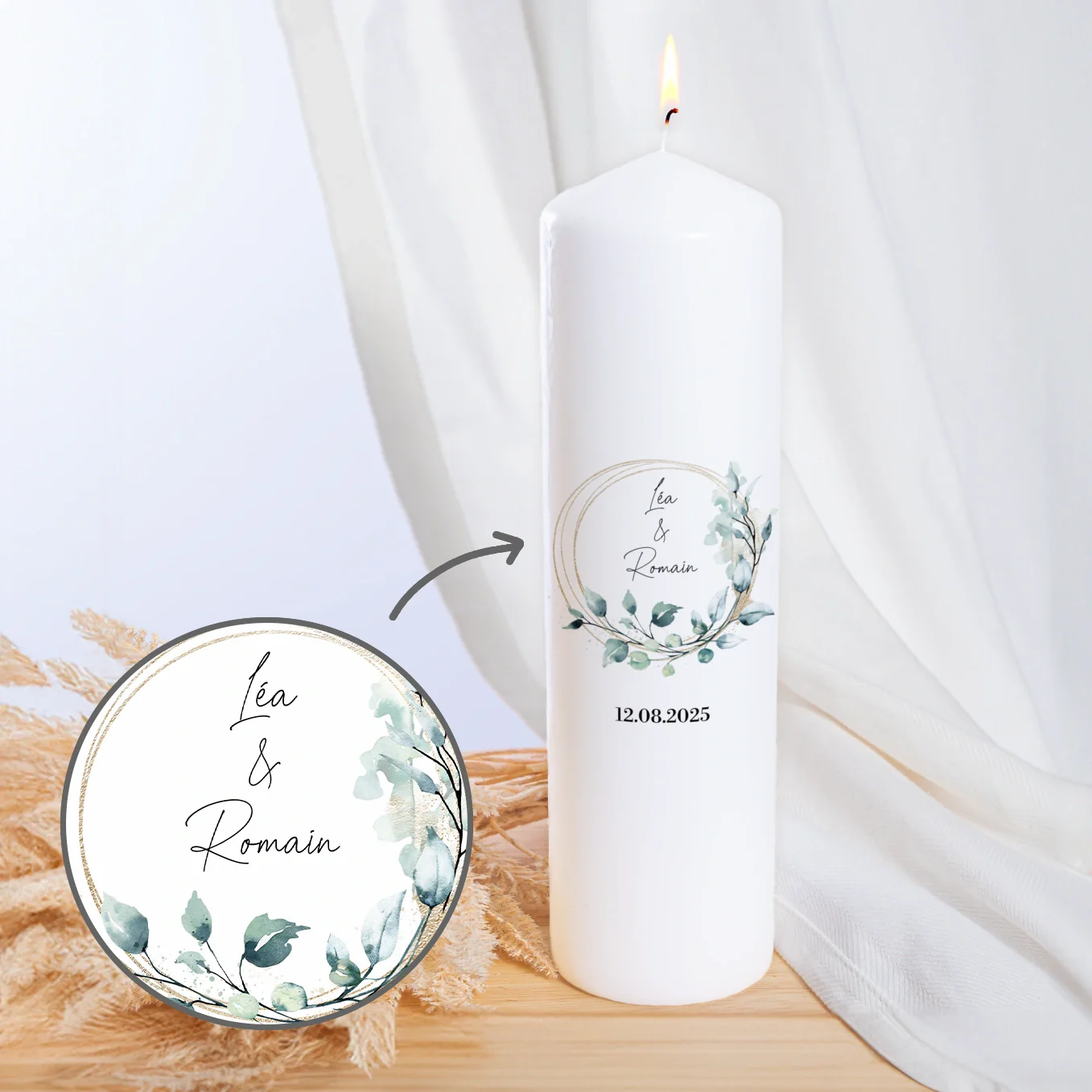 Bougie de mariage personnalisée « Eucalyptus » - Image 11