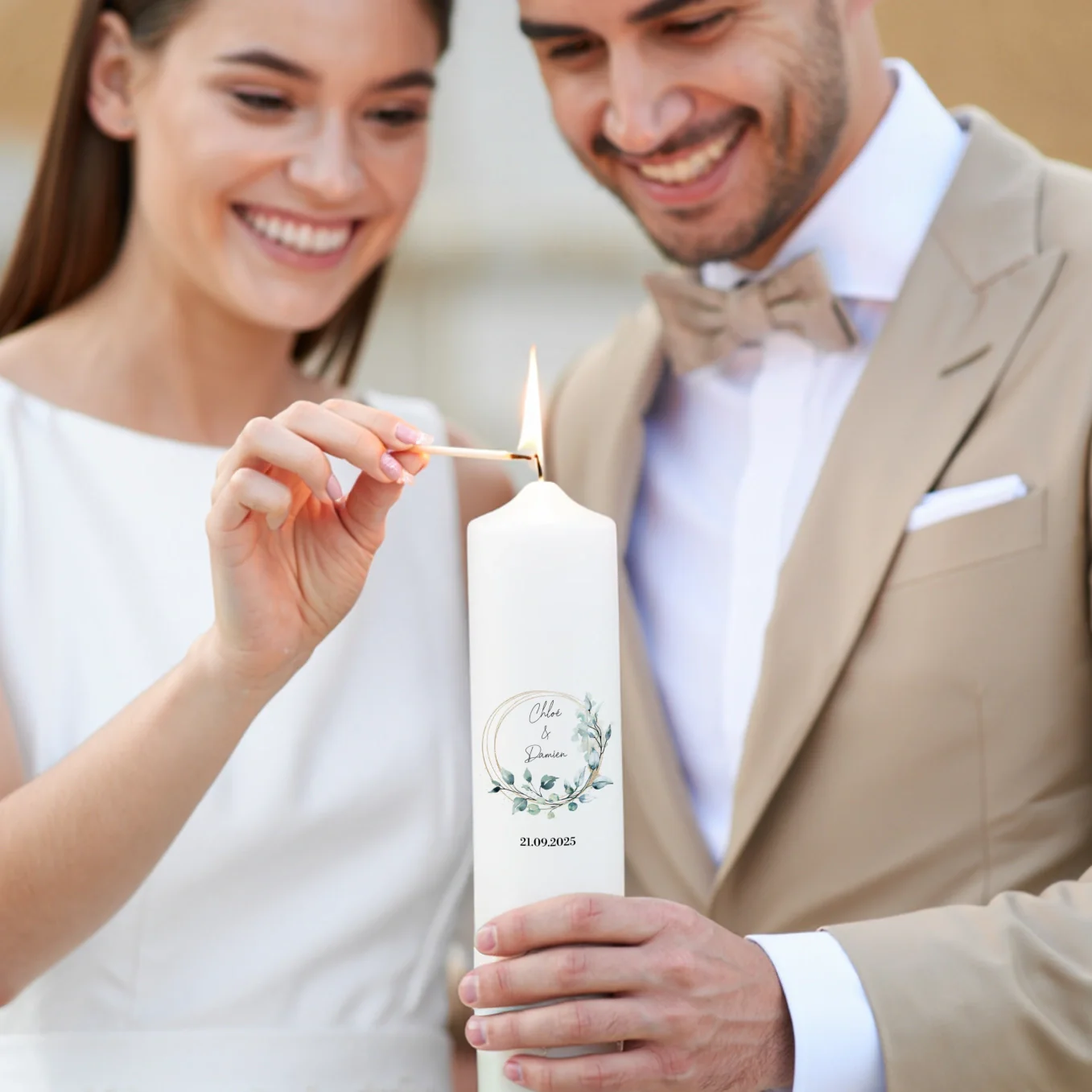 Bougie de mariage personnalisée « Eucalyptus » - Image 15