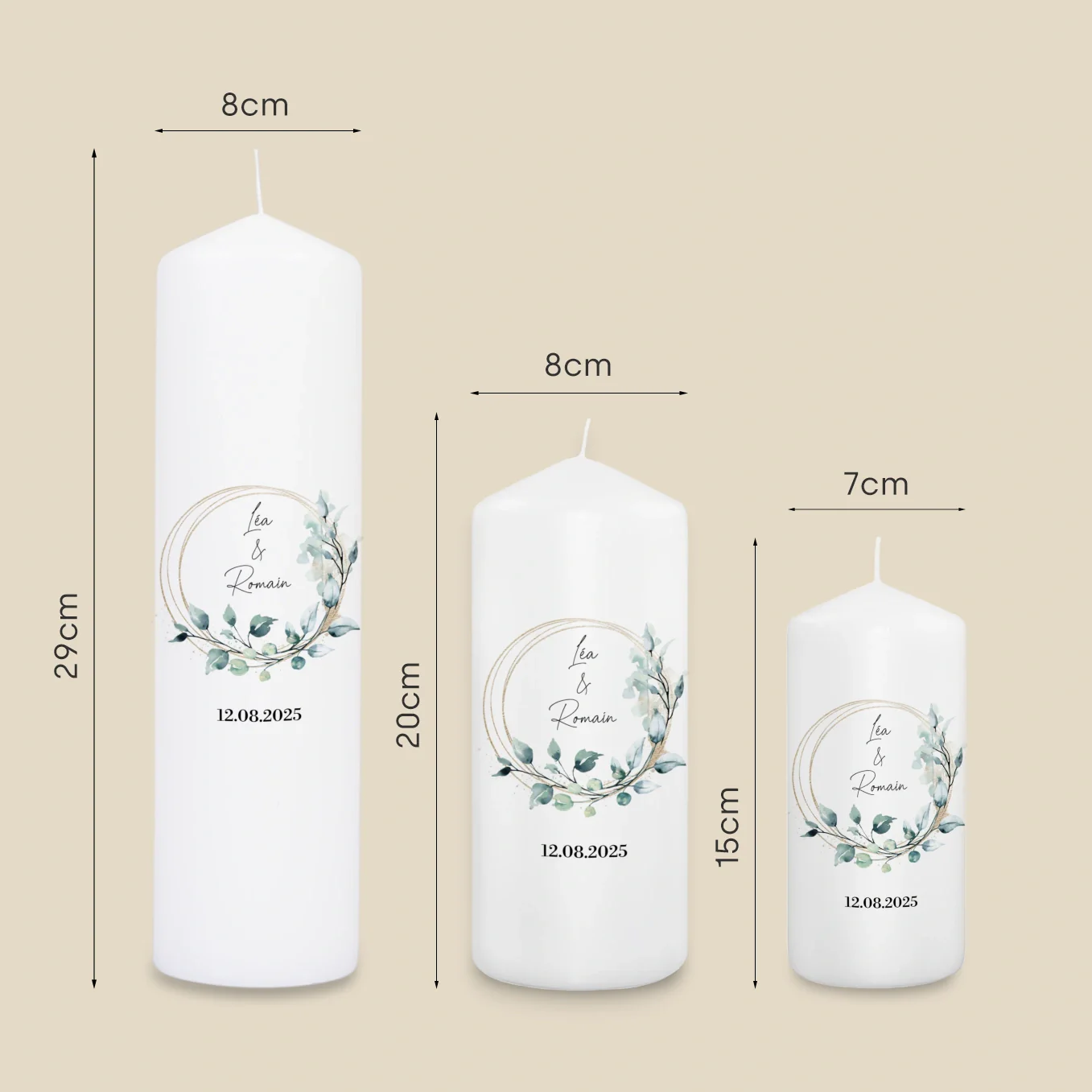 Bougie de mariage personnalisée « Eucalyptus » - Image 17