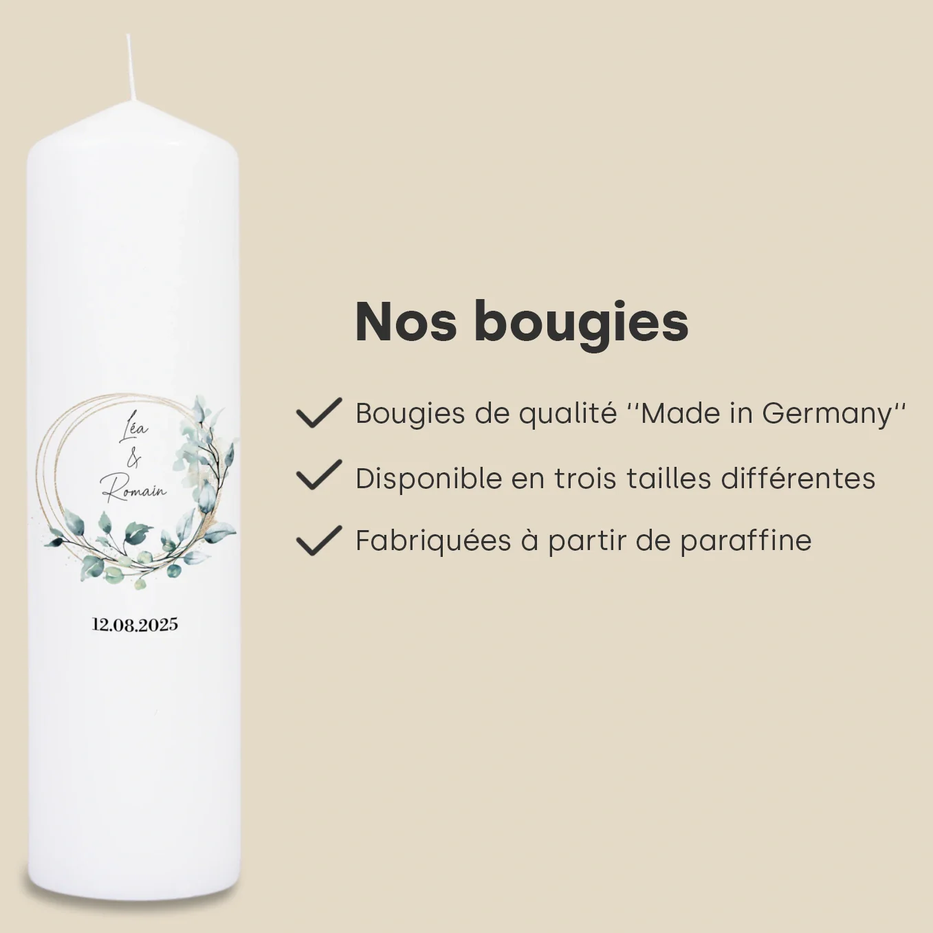 Bougie de mariage personnalisée « Eucalyptus » - Image 19
