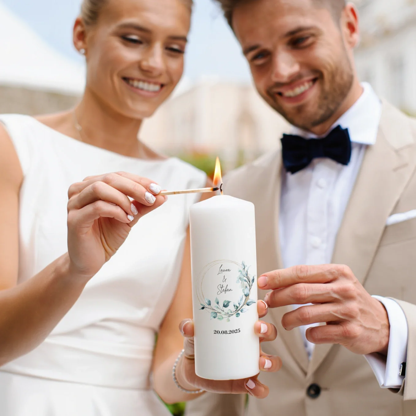 Bougie de mariage personnalisée « Eucalyptus » - Image 4