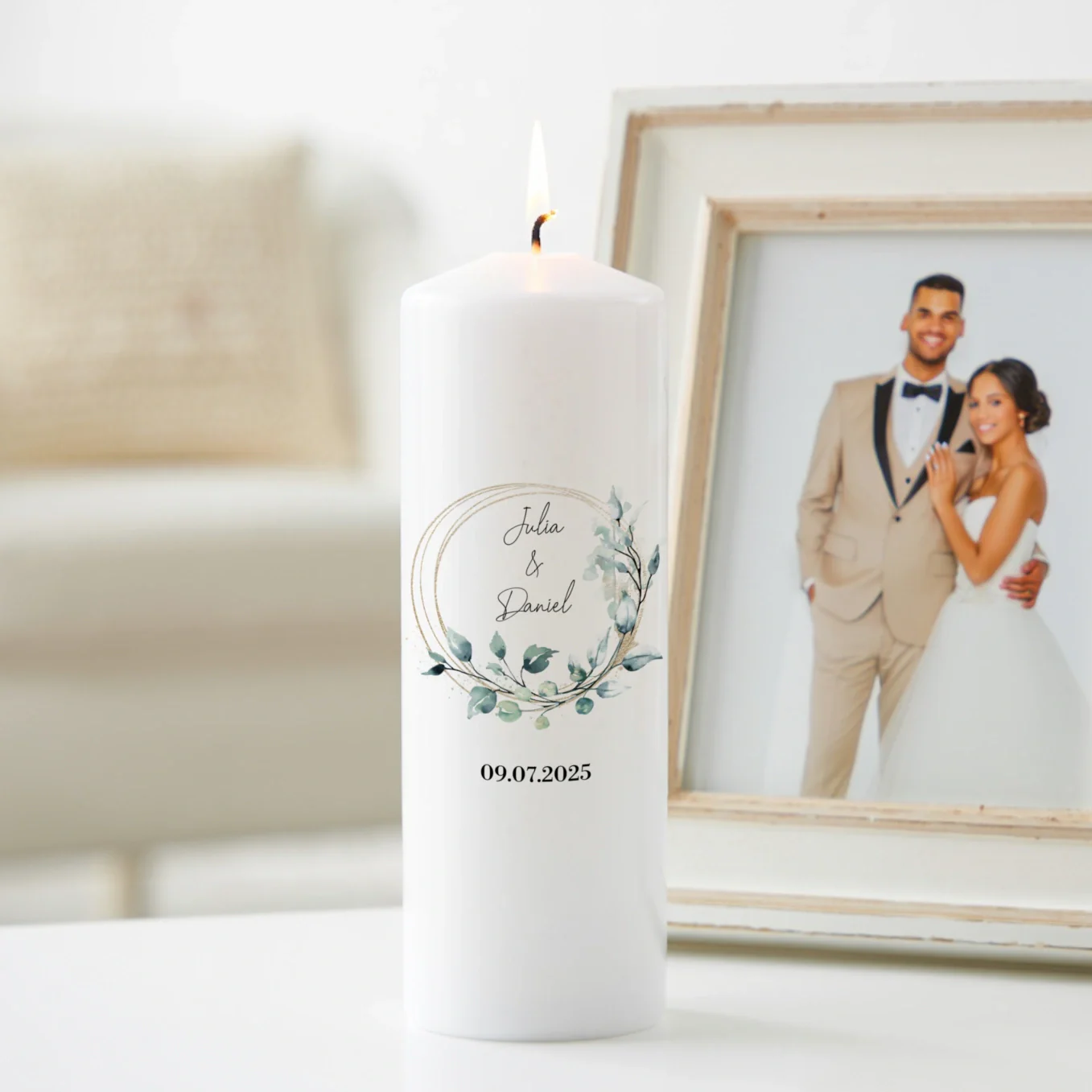 Bougie de mariage personnalisée « Eucalyptus » - Image 6