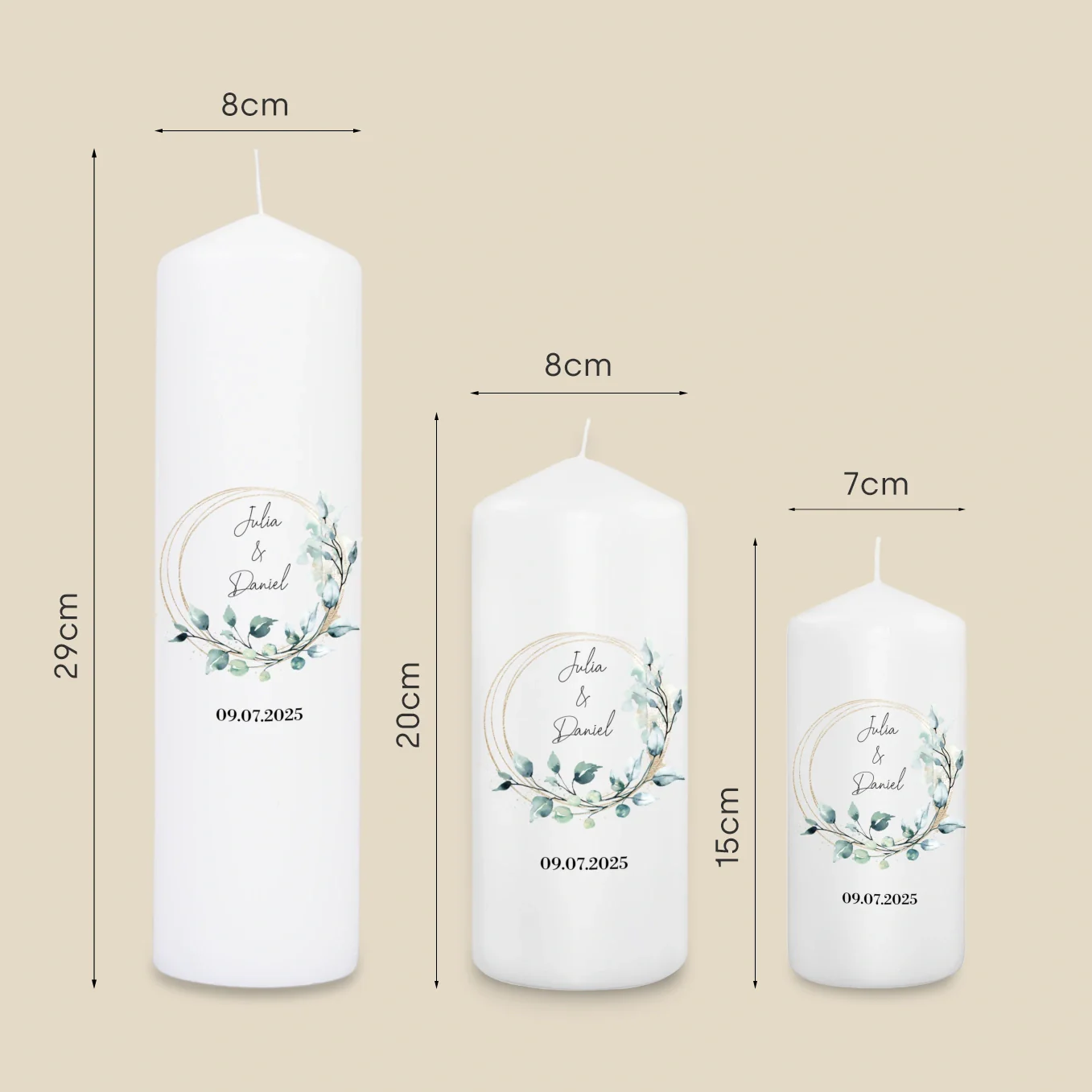 Bougie de mariage personnalisée « Eucalyptus » - Image 7