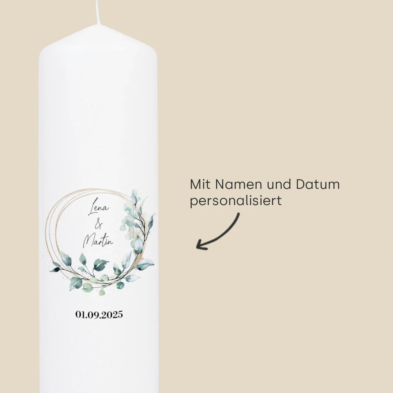 Bougie de mariage personnalisée « Eucalyptus » - Image 8