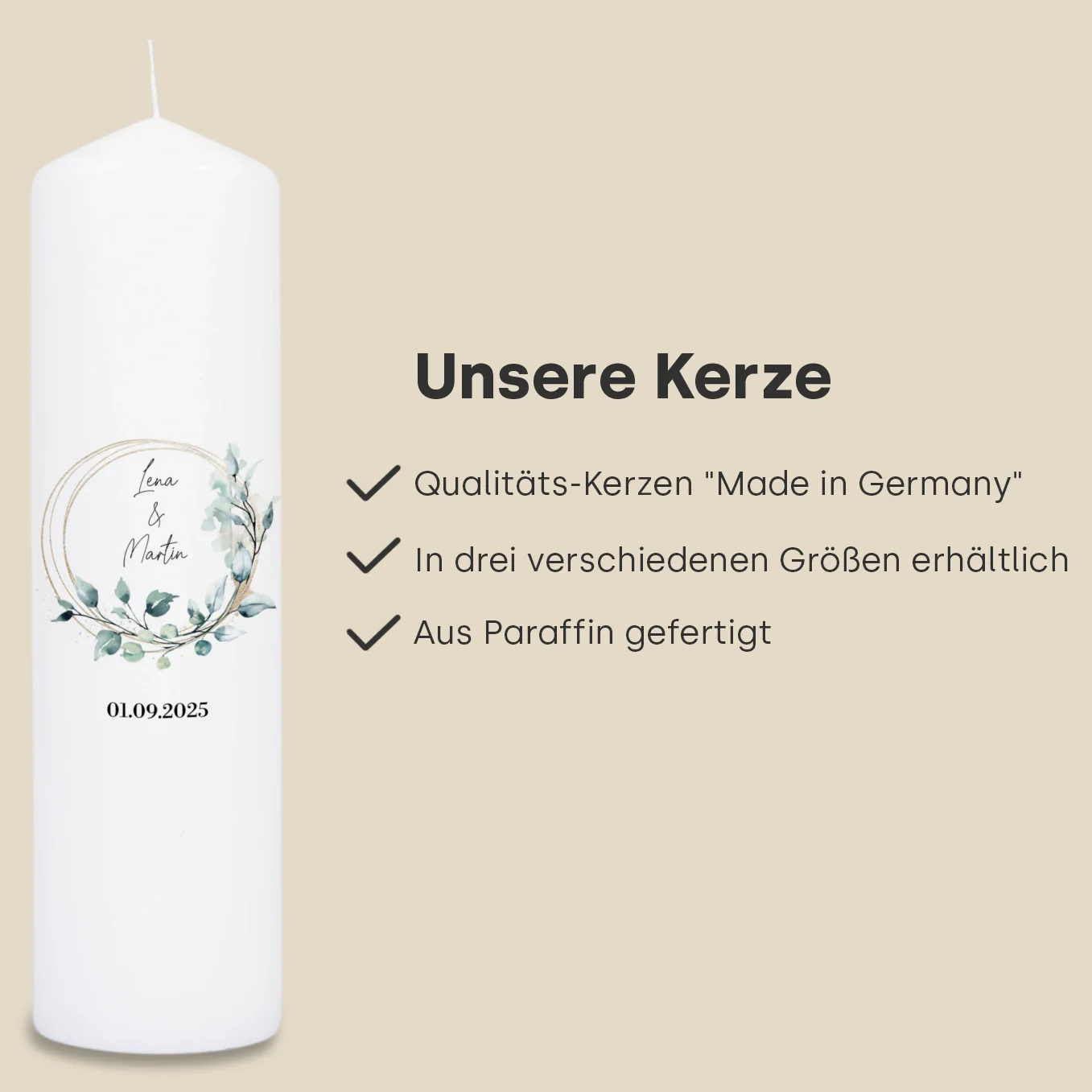Bougie de mariage personnalisée « Eucalyptus » - Image 9