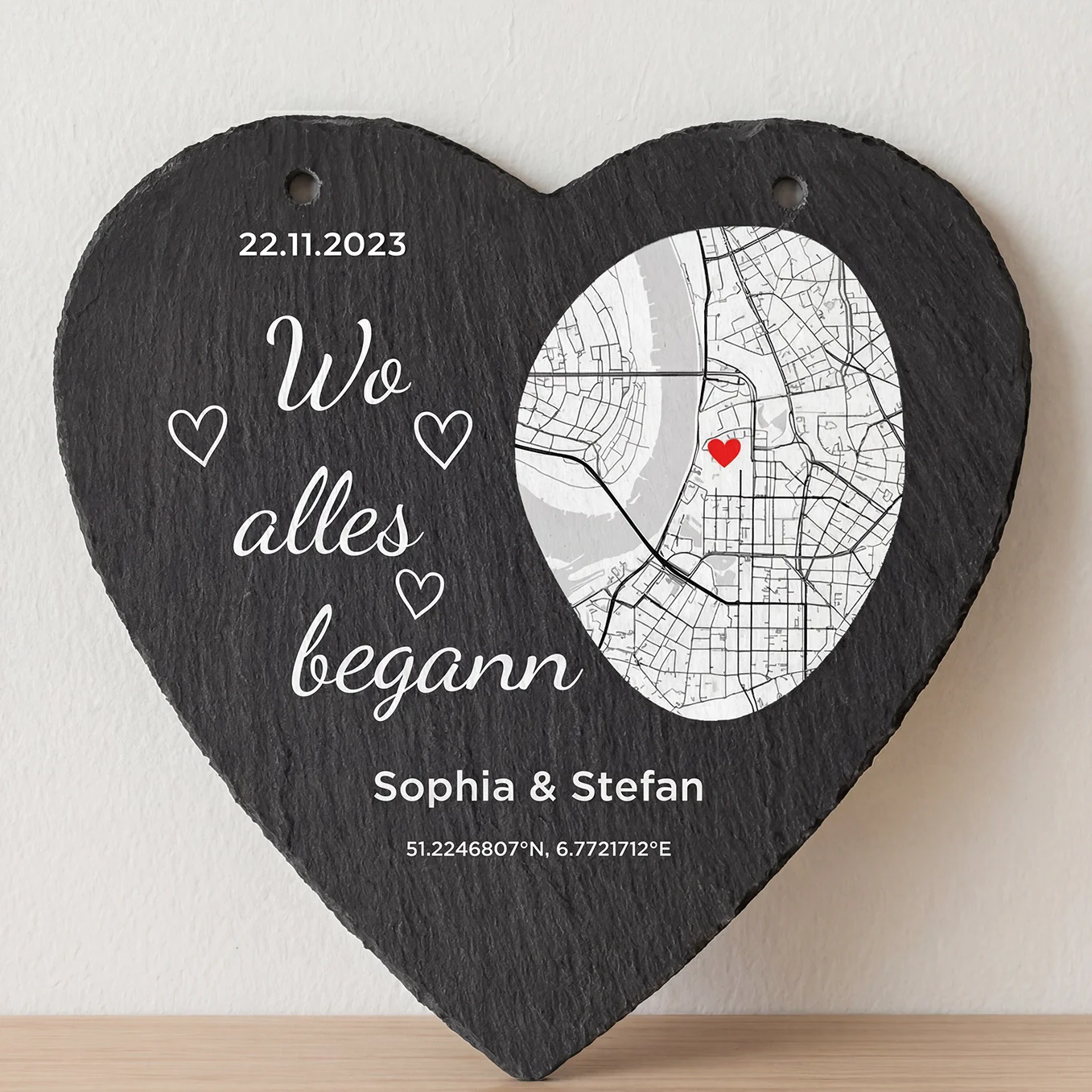 Personalisierte Schieferplatte "Wo alles begann"