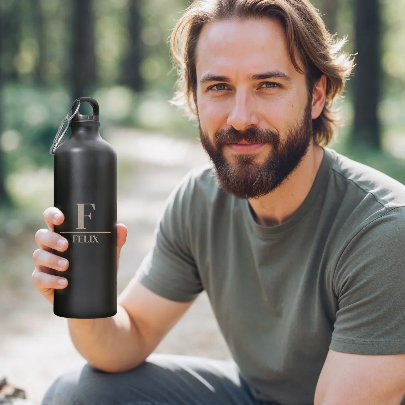 Personalisierte Trinkflasche mit Karabinerhaken "Name" - Image 2