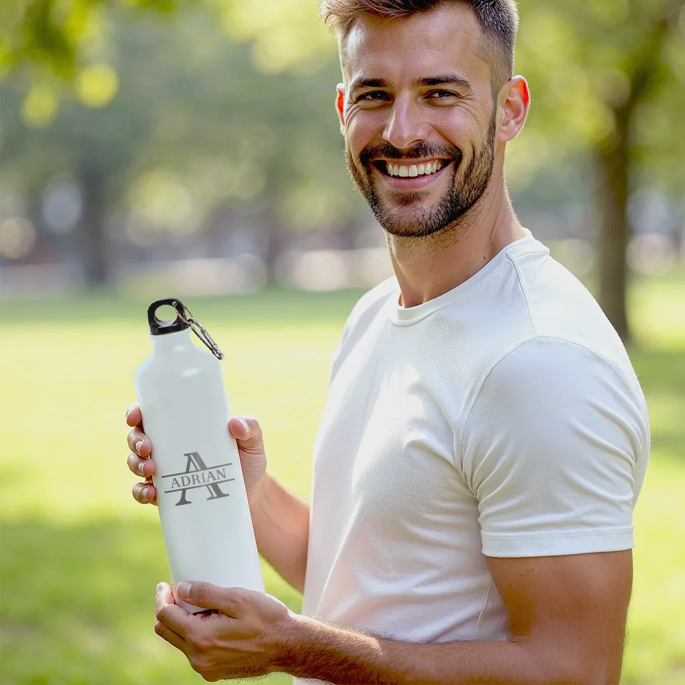 Personalisierte Trinkflasche mit Karabinerhaken "Name" - Image 4