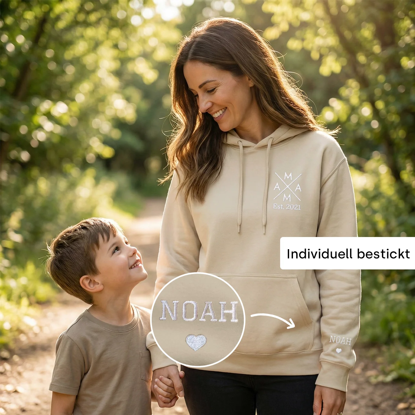 Personalisierter Hoodie bestickt "Mama Cross"