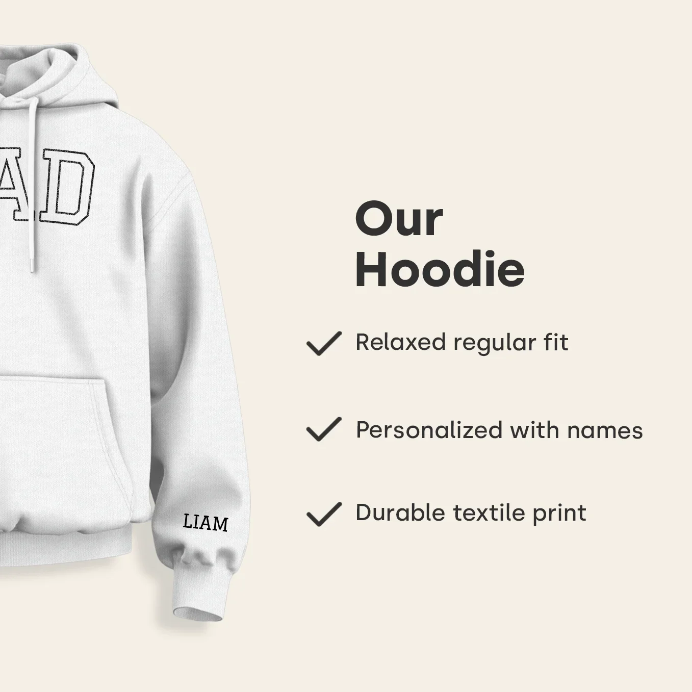 (US) Personalisierter Hoodie "PAPA" mit Ärmeldruck - Image 8