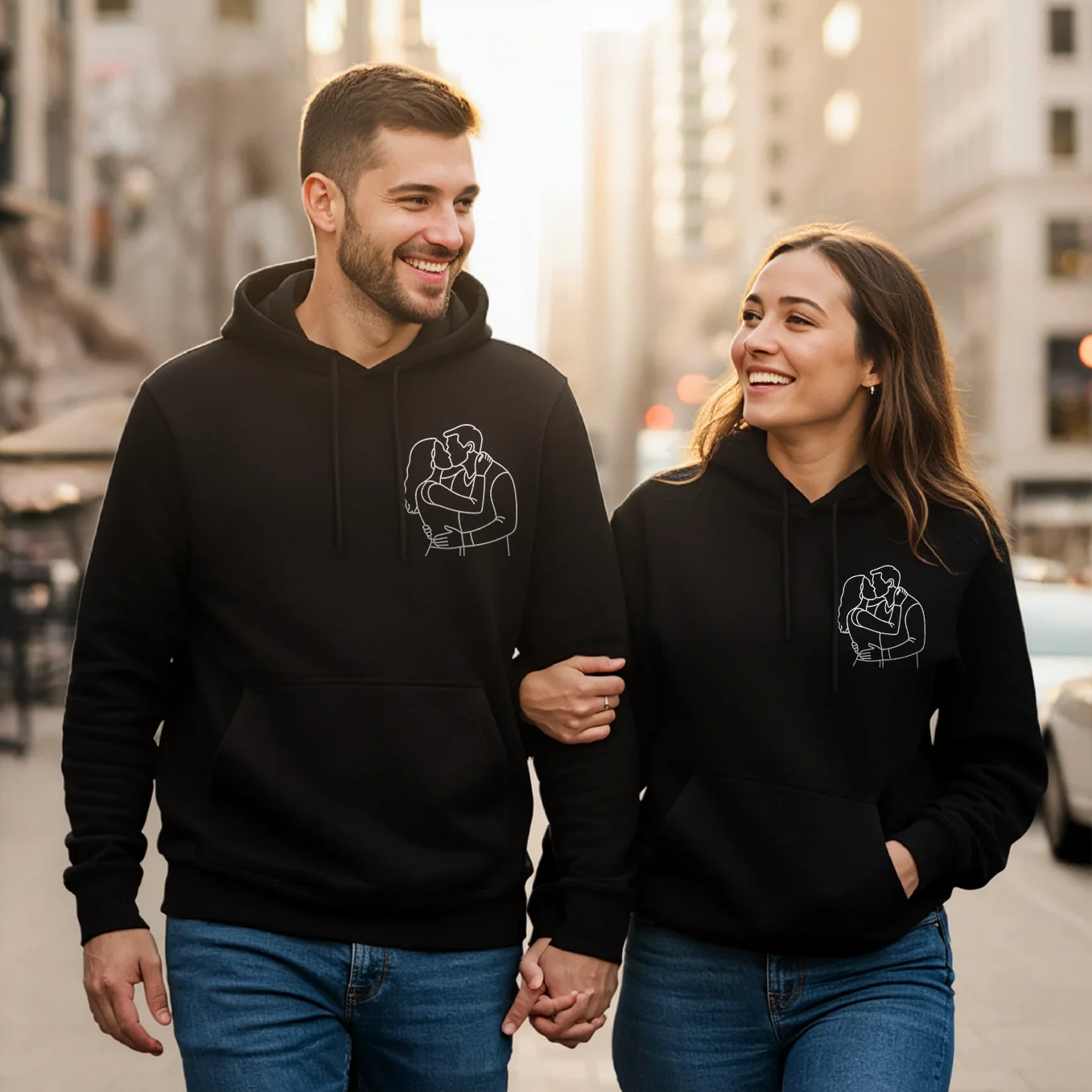 Personalisierter Hoodie "Pärchen Line Art" (US) - Image 3