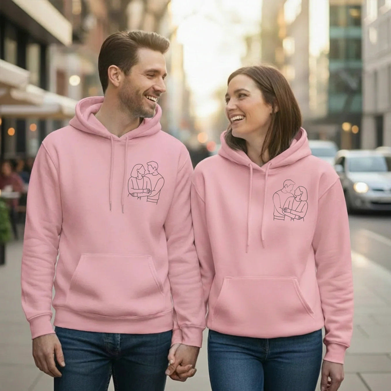 Personalisierter Hoodie "Pärchen Line Art" (US) - Image 4