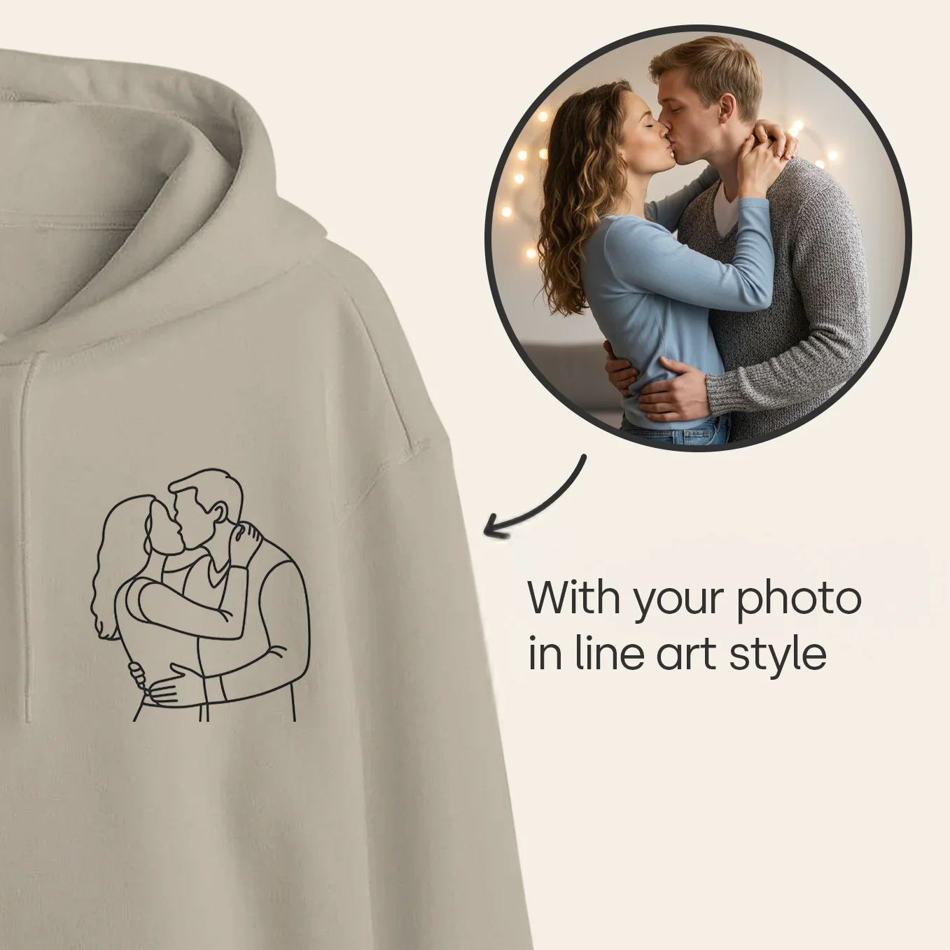 Personalisierter Hoodie "Pärchen Line Art" (US) - Image 5