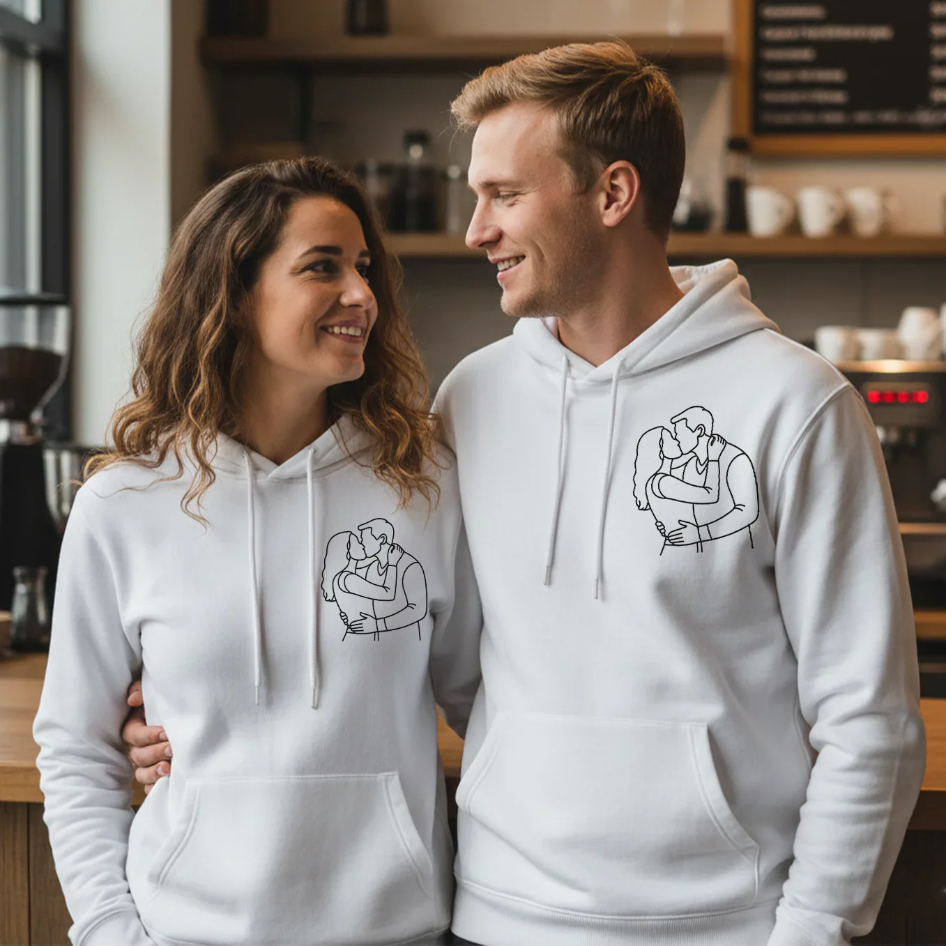 Personalisierter Hoodie "Pärchen Line Art" (US) - Image 6