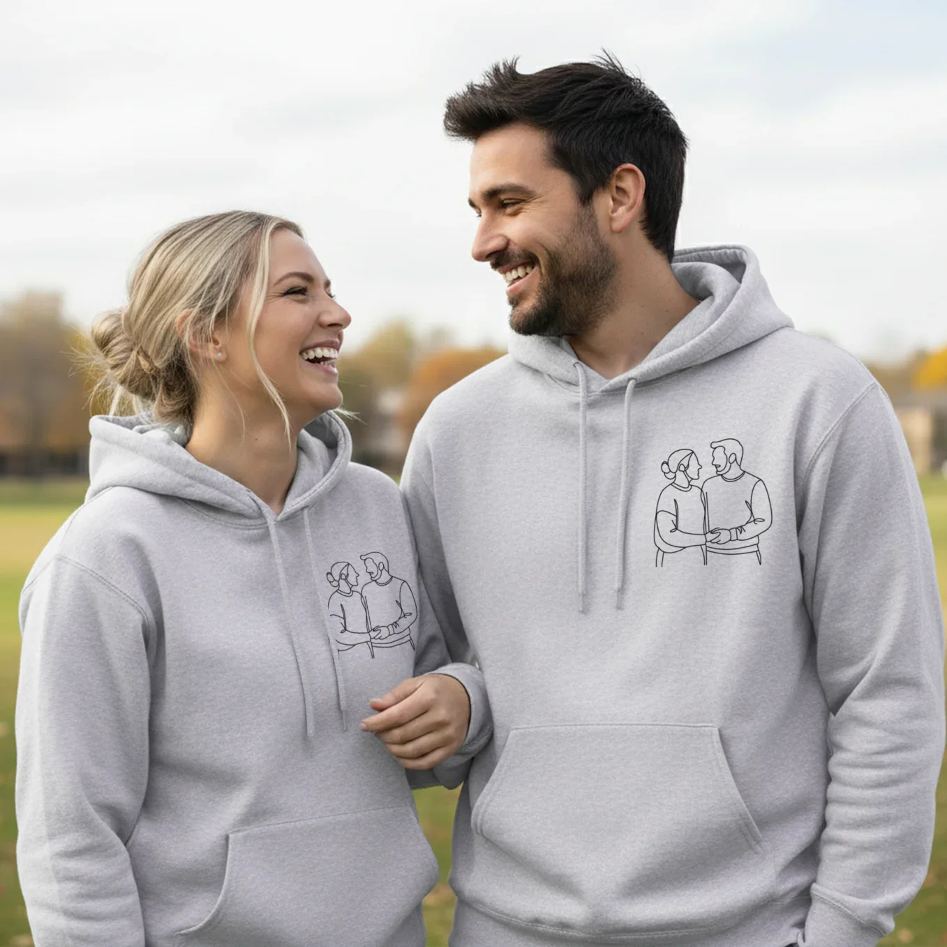 Personalisierter Hoodie "Pärchen Line Art" (US) - Image 7