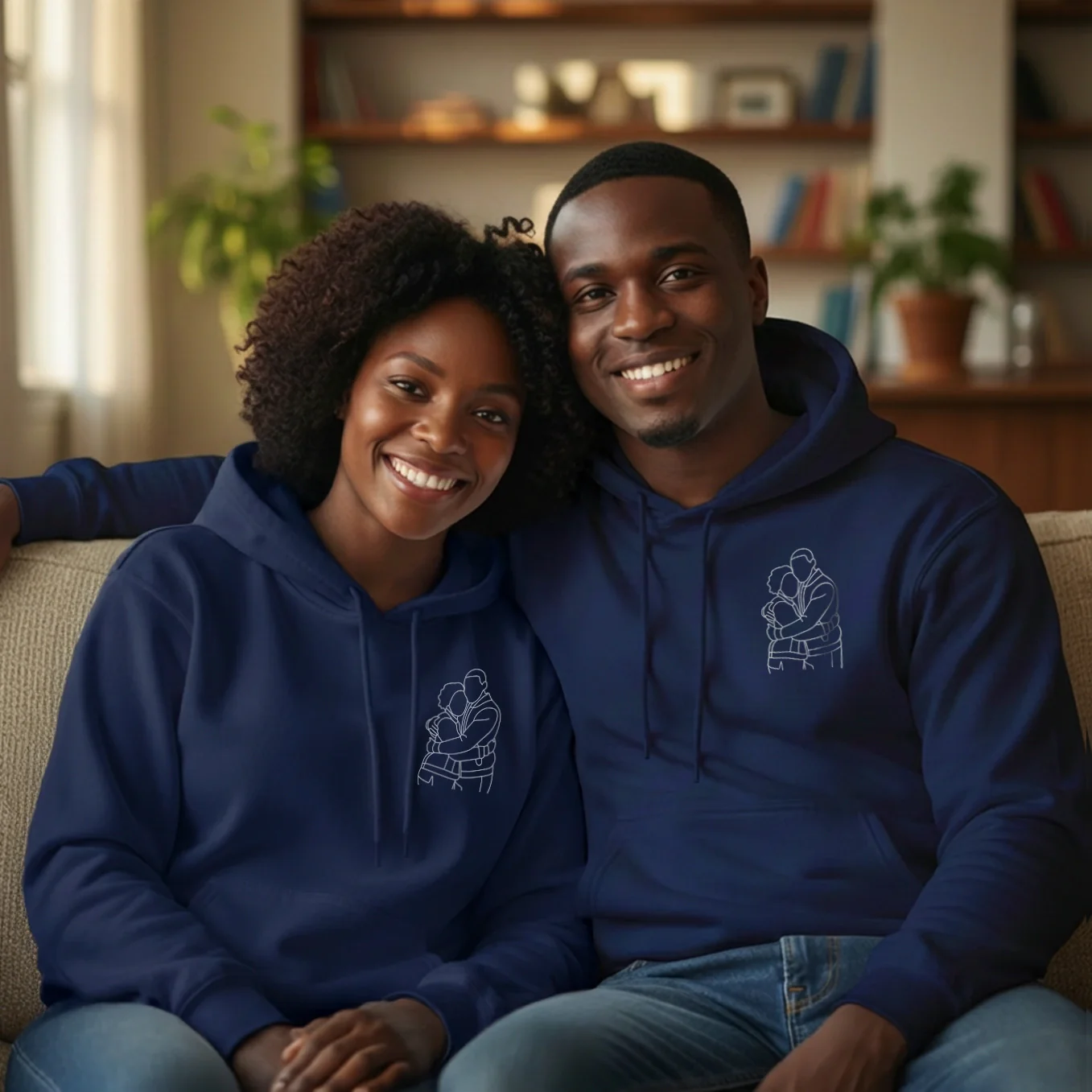 Personalisierter Hoodie "Pärchen Line Art" (US) - Image 8