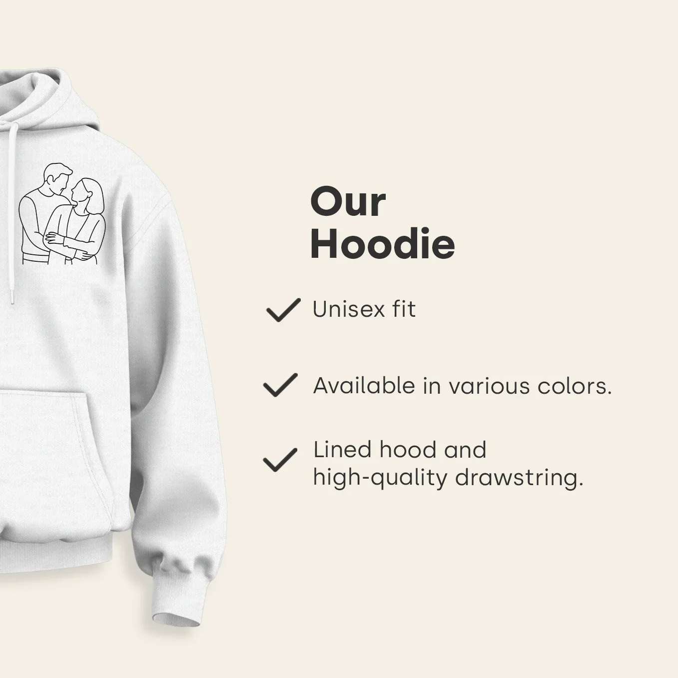 Personalisierter Hoodie "Pärchen Line Art" (US) - Image 9