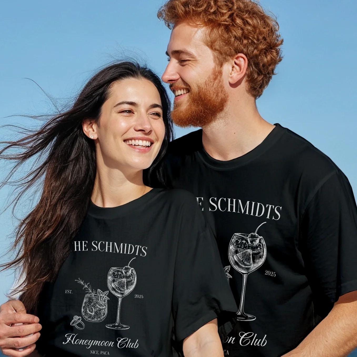 Personalisierter Partnerlook Oversized T-Shirts "Honeymoon Club" - Image 6