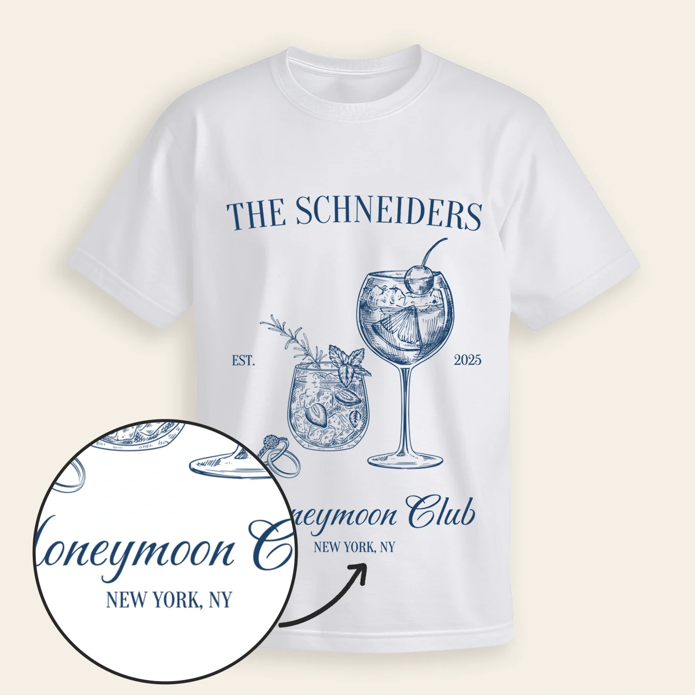 Personalisierter Partnerlook Oversized T-Shirts "Honeymoon Club" - Image 7