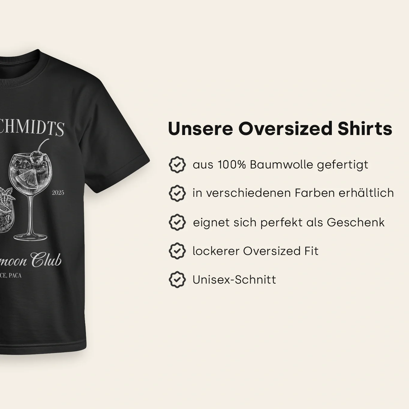 Personalisierter Partnerlook Oversized T-Shirts "Honeymoon Club" - Image 8
