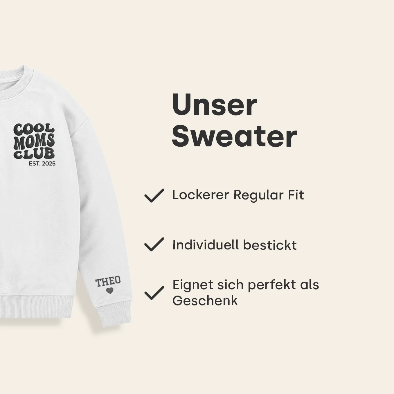 Personalisierter Sweater bestickt "Cool Moms Club" - Image 9