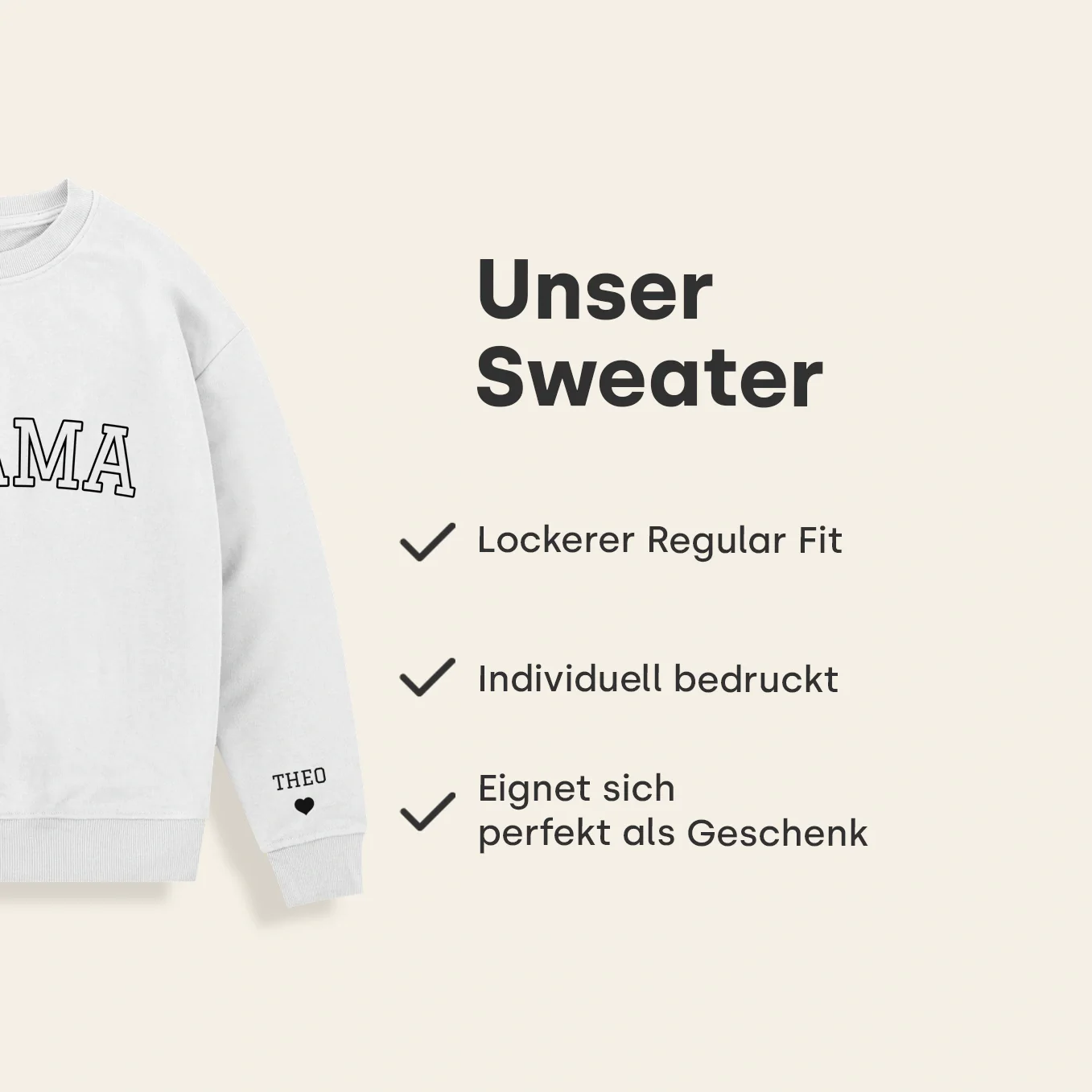 Personalisierter Sweater "Mama & Kinder" mit Ärmeldruck - Image 11