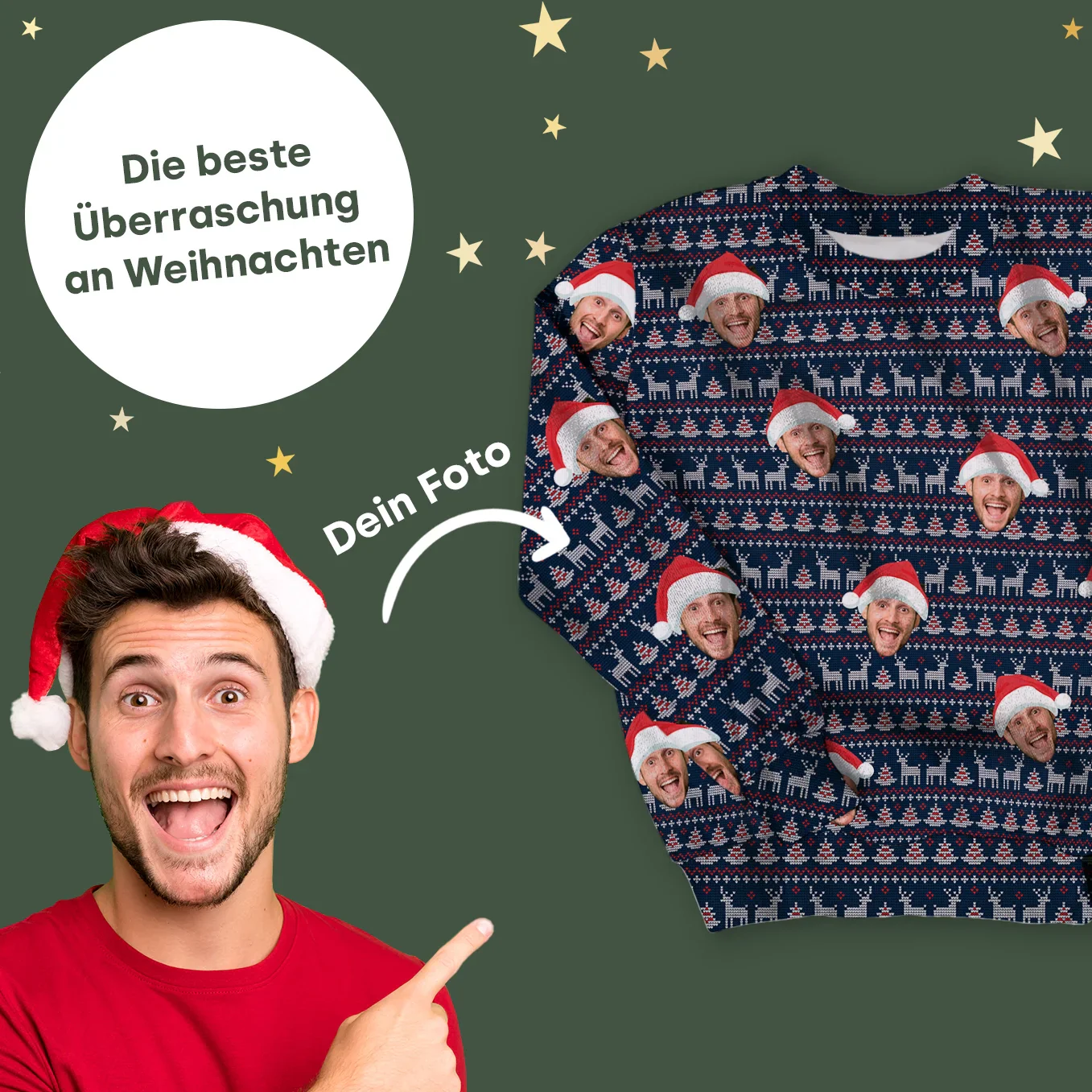 Pull de Noël moche personnalisé "Renne"