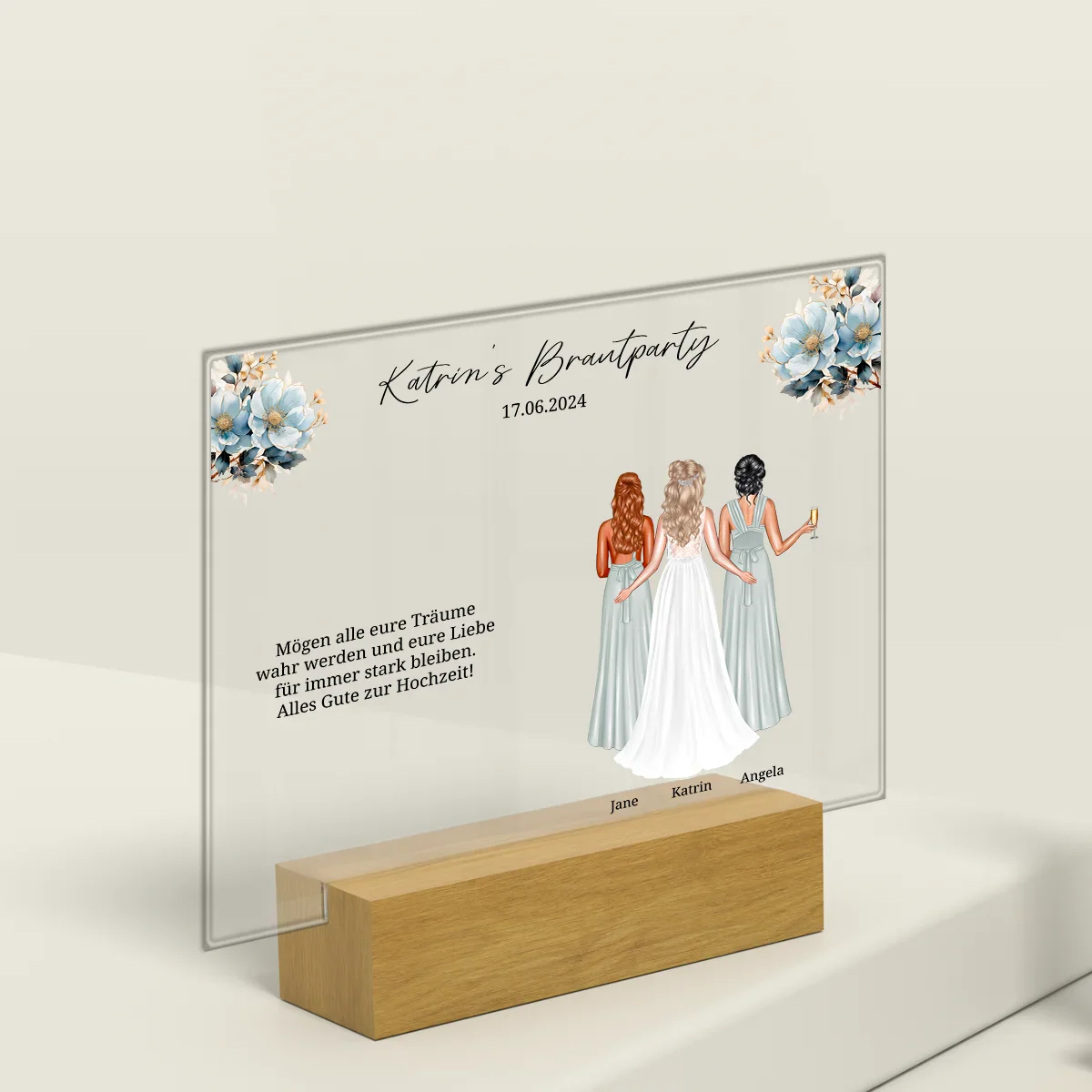 Verre acrylique personnalisé « Fleurs de douche nuptiale »