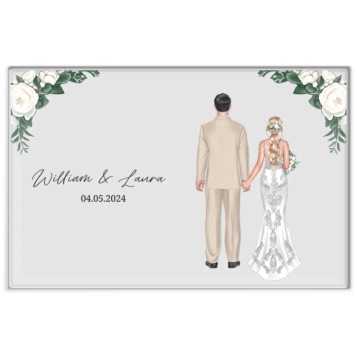 Verre acrylique personnalisé "Fleurs de couple de mariage" - Image 9